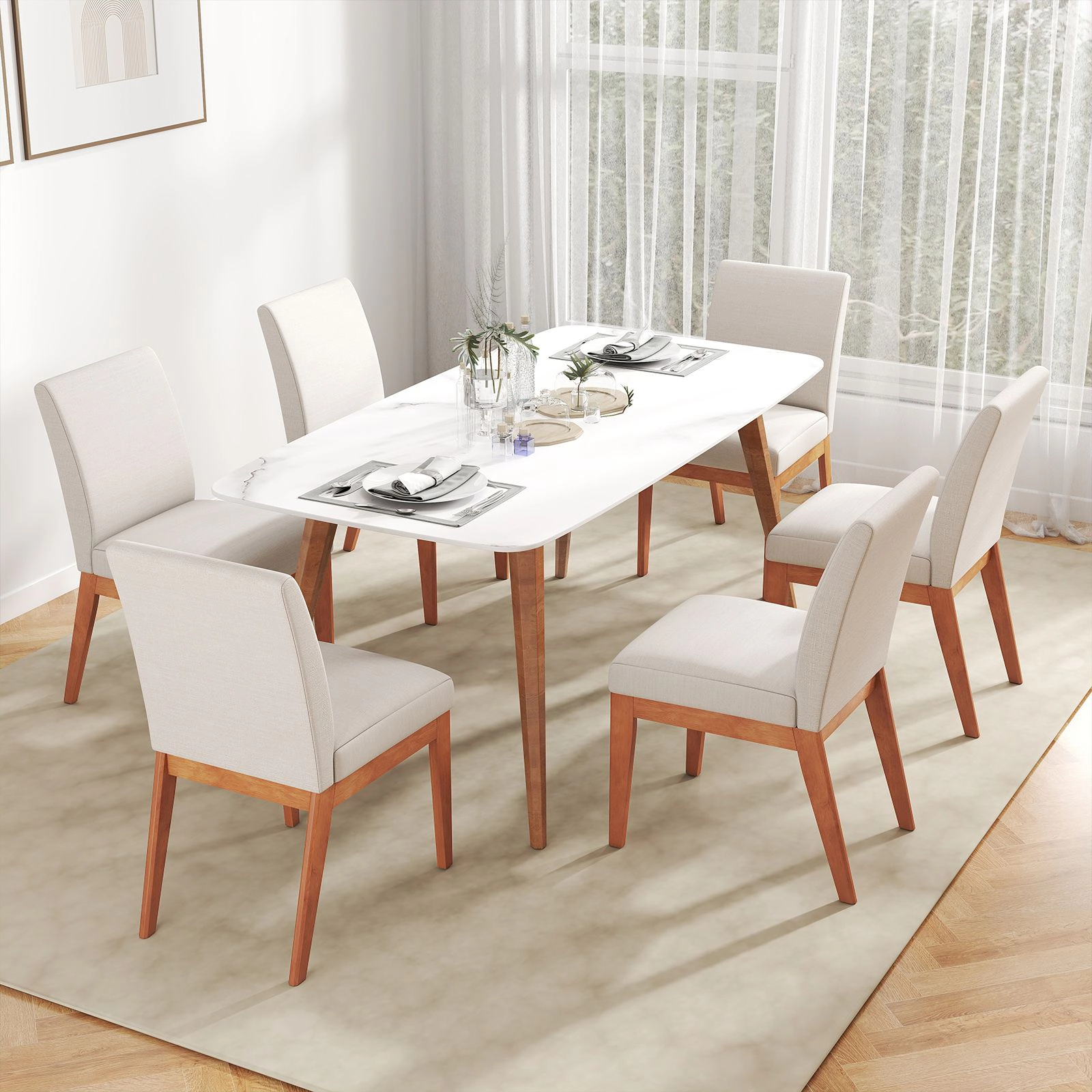 SlickBlue Farmhouse Dining Chairs Padded Rubber Wood Chairs Set of 2