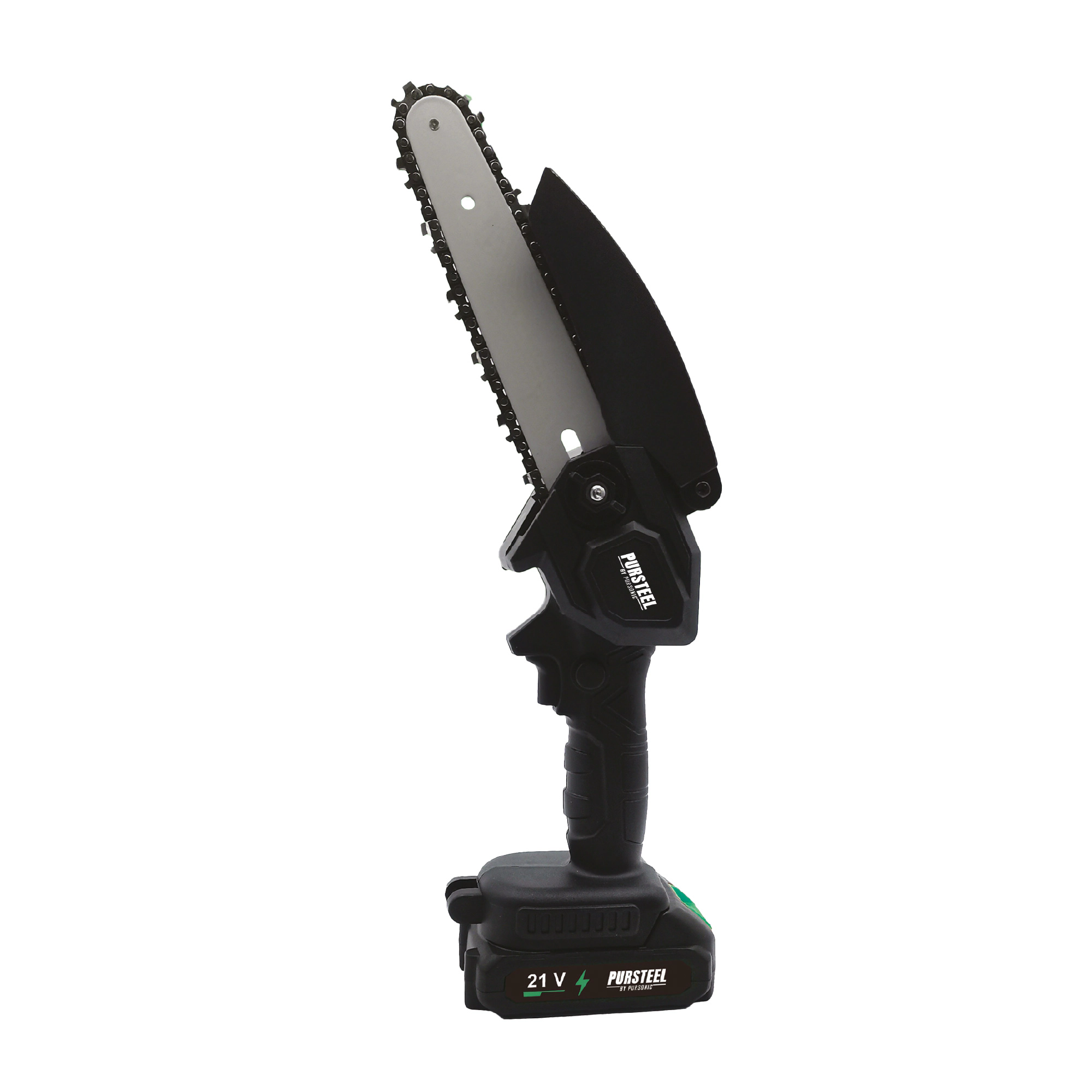Pursonic Unisex Cordless 21V Mini Chainsaw – 6-Inch Battery Powered Handheld Pruning Saw