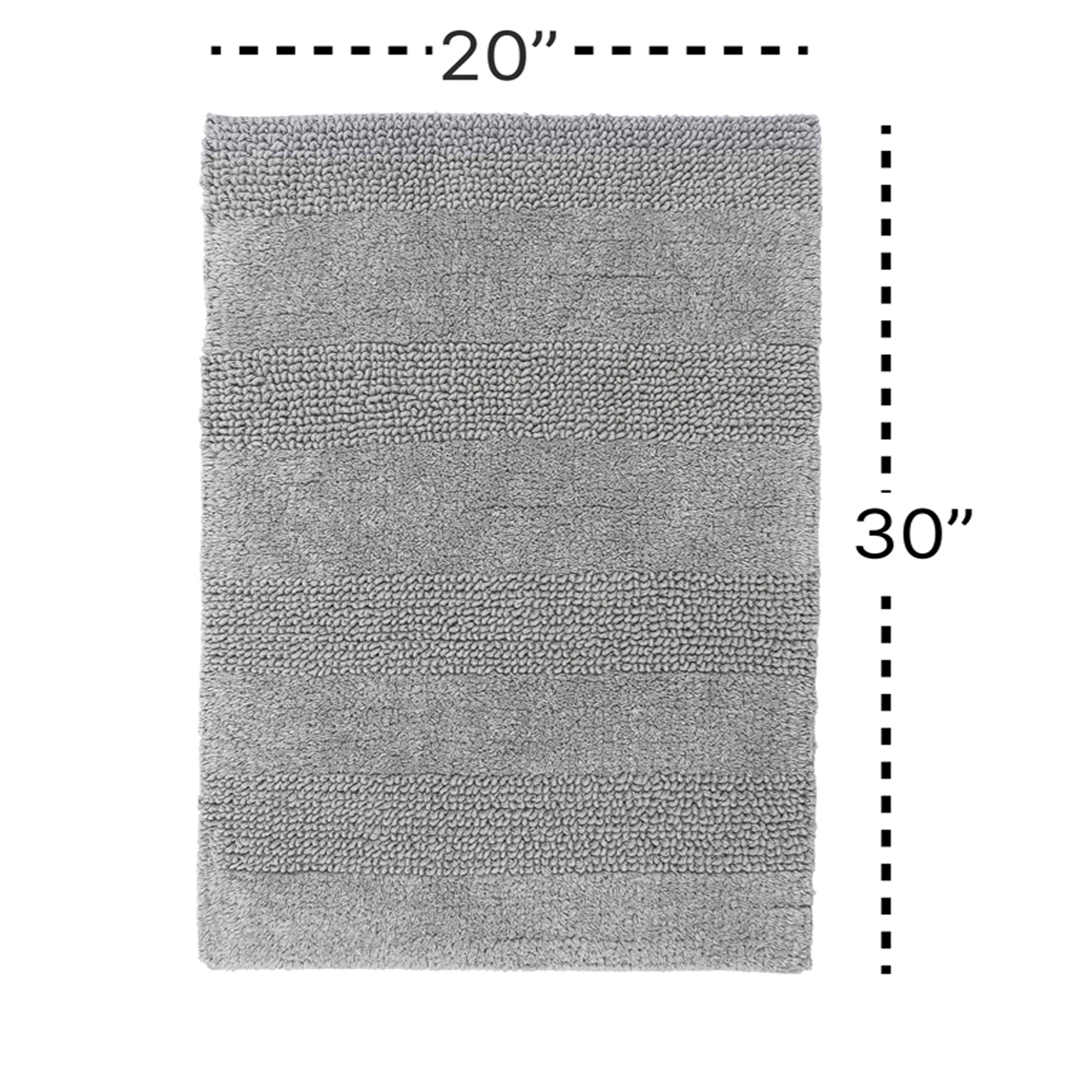 Knightsbridge Stylish And Comfortable All Season Traditional Wide Cut Design Cotton Bath Rug 20" X 30" Silver