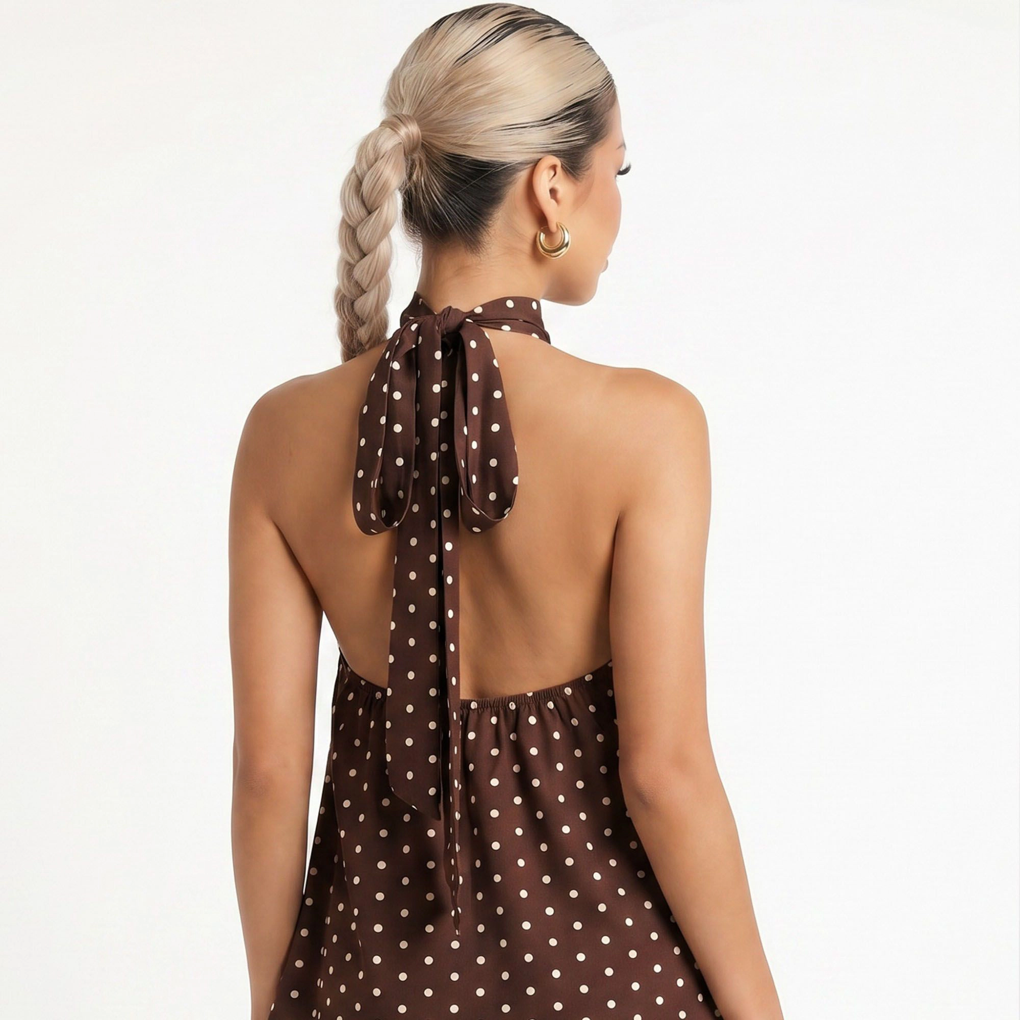 Anna-Kaci Women's Polka Dot Halter Dress