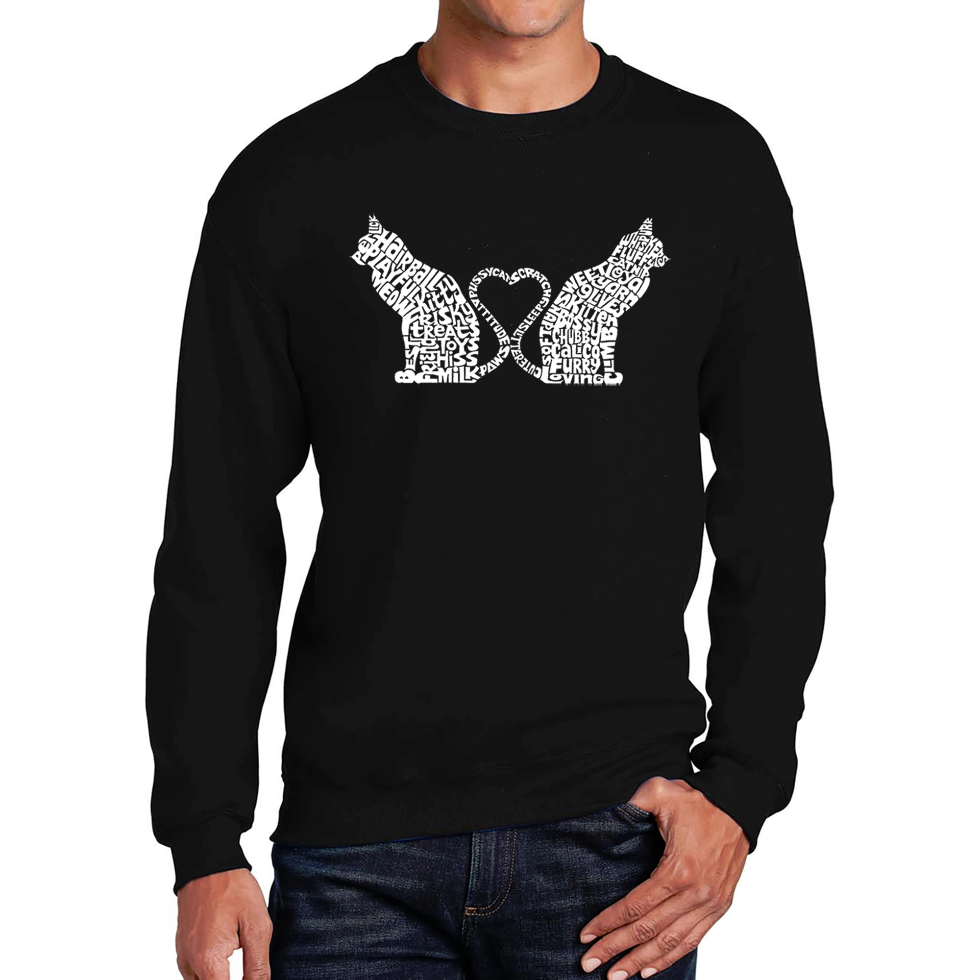 LA Pop Art Cat Tail Hearts - Men's Word Crew Sweatshirt