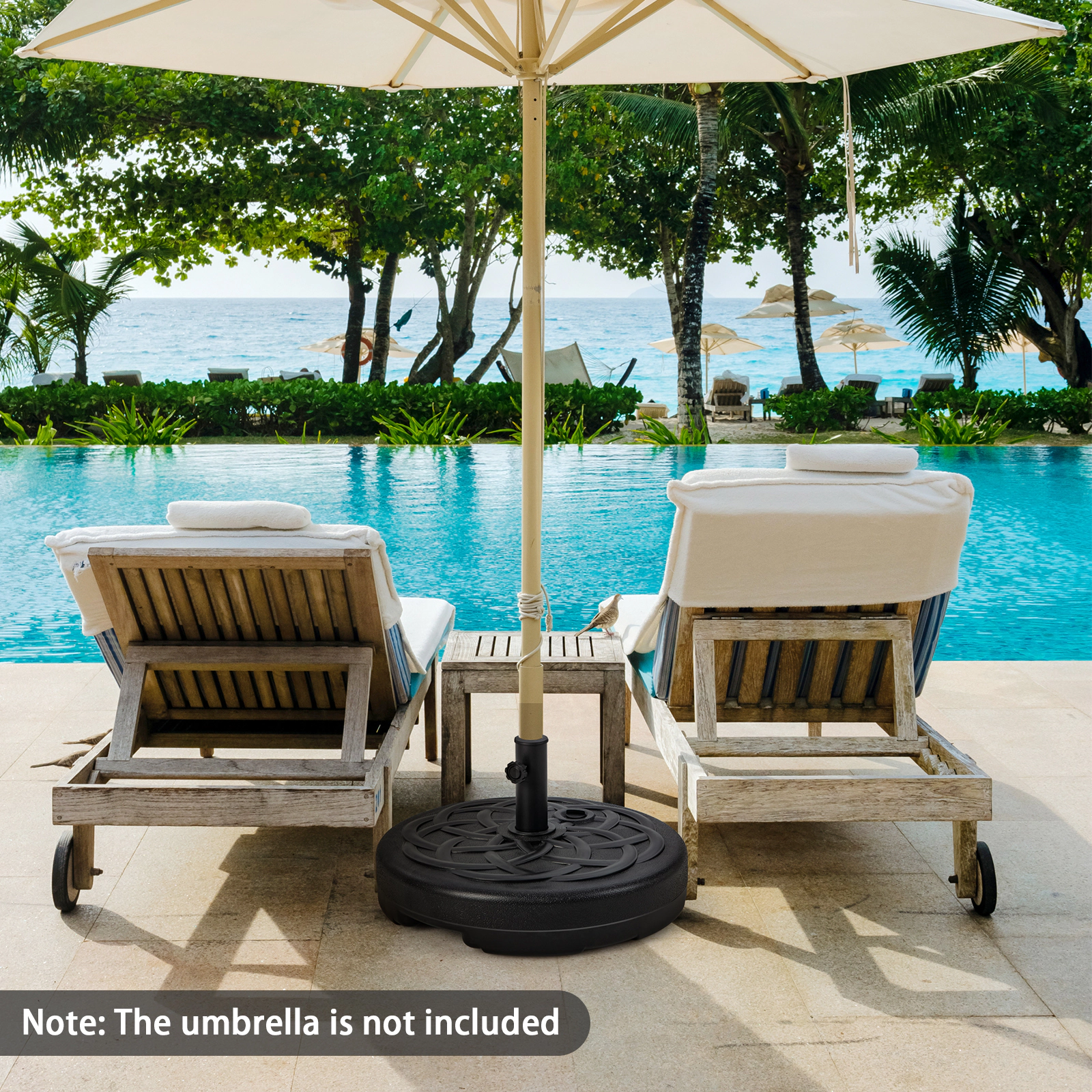 Slickblue Outdoor Umbrella Base Stand with HDPE Reservoir for 10 Ft Umbrellas