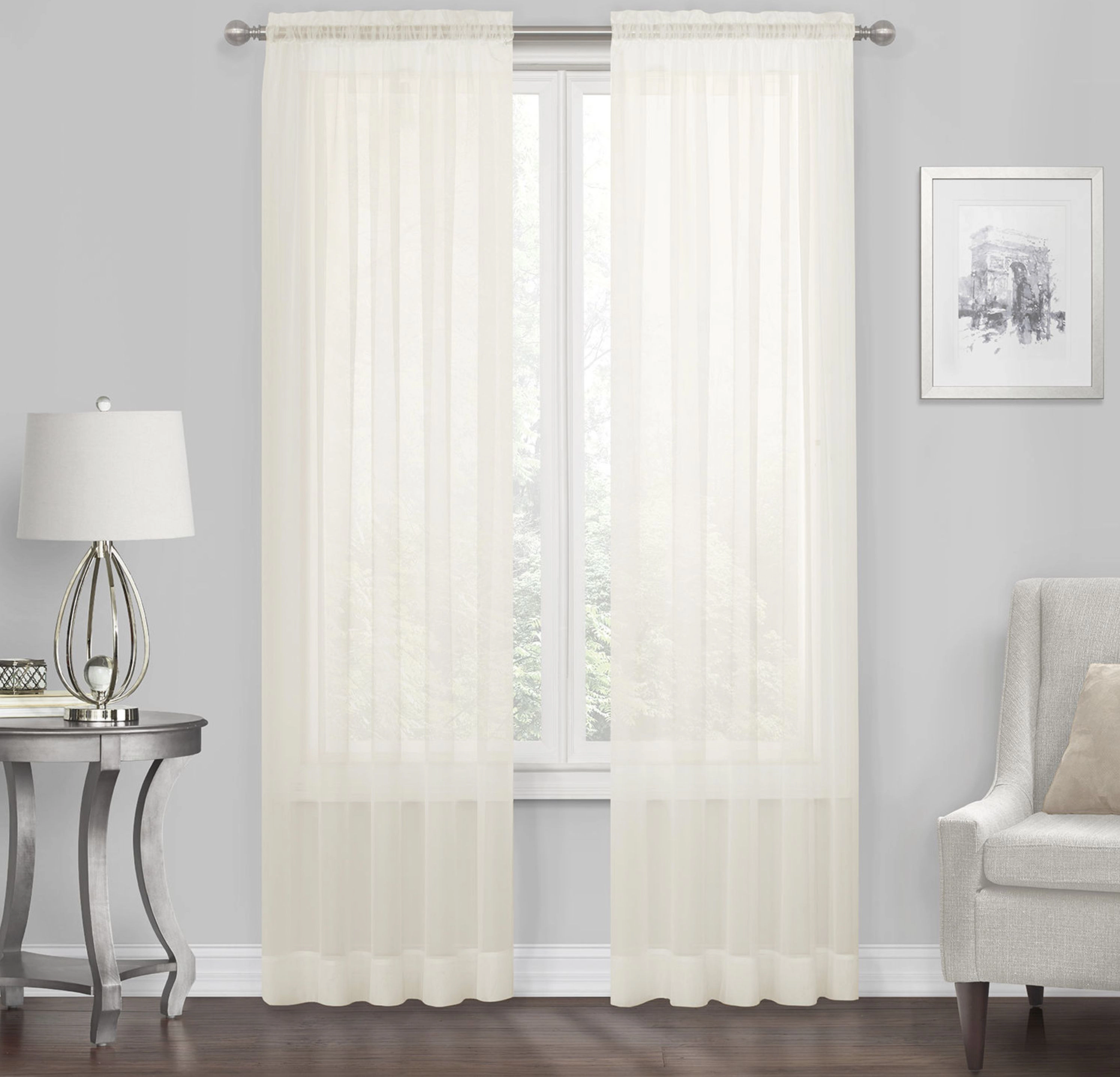 Kate Aurora Living 4-Pack High End Luxe Rod Pocket Sheer Voile Window Curtain Set