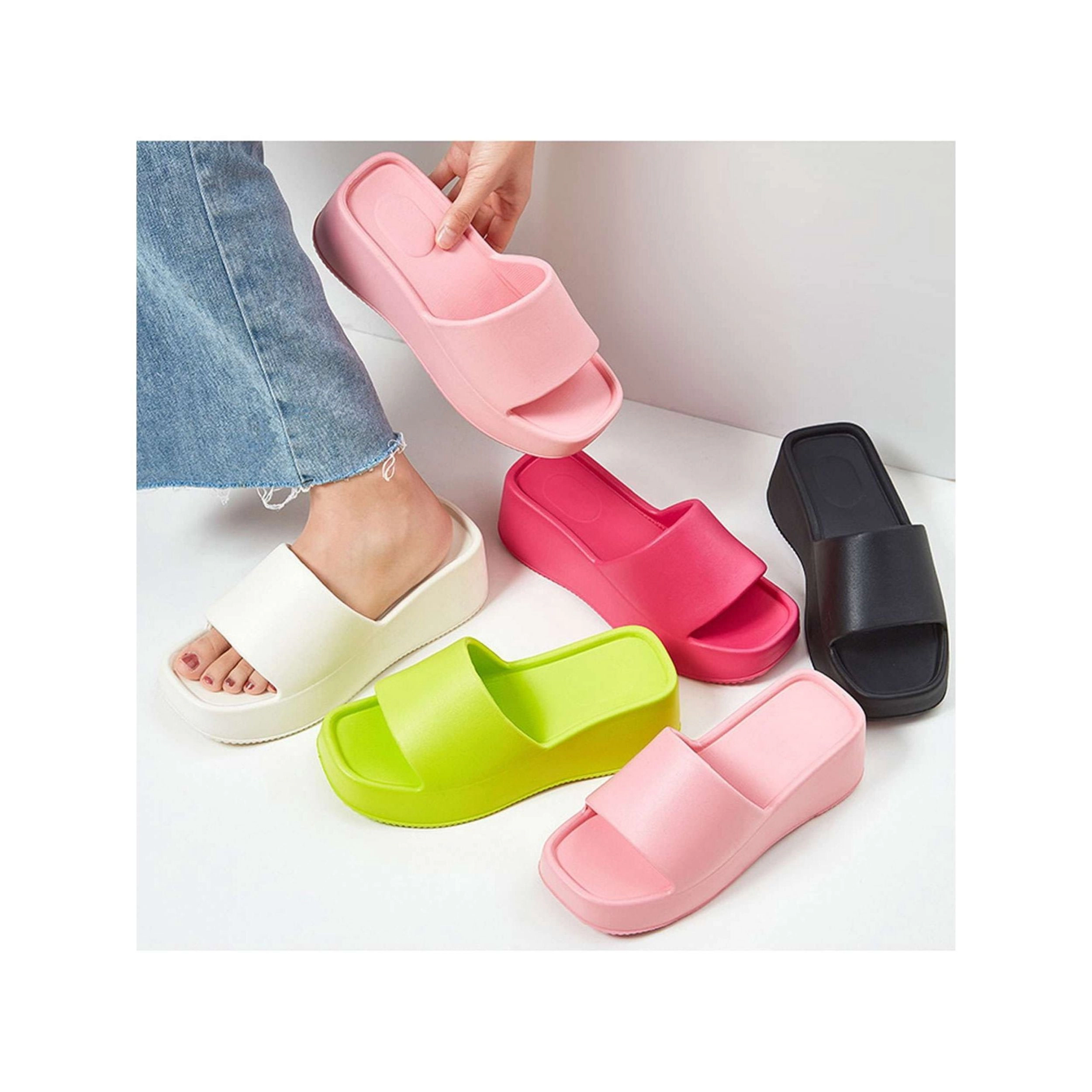Home Collection Women’s Platform Slide Sandals Square Open Toe 8 to 9