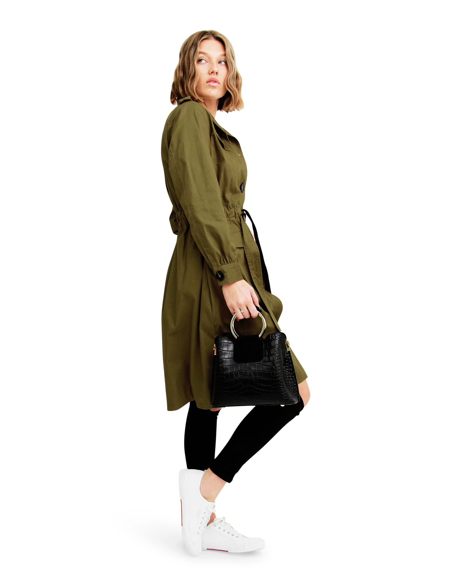 Belle & Bloom Womens Carlisle Button Front Trench Coat
