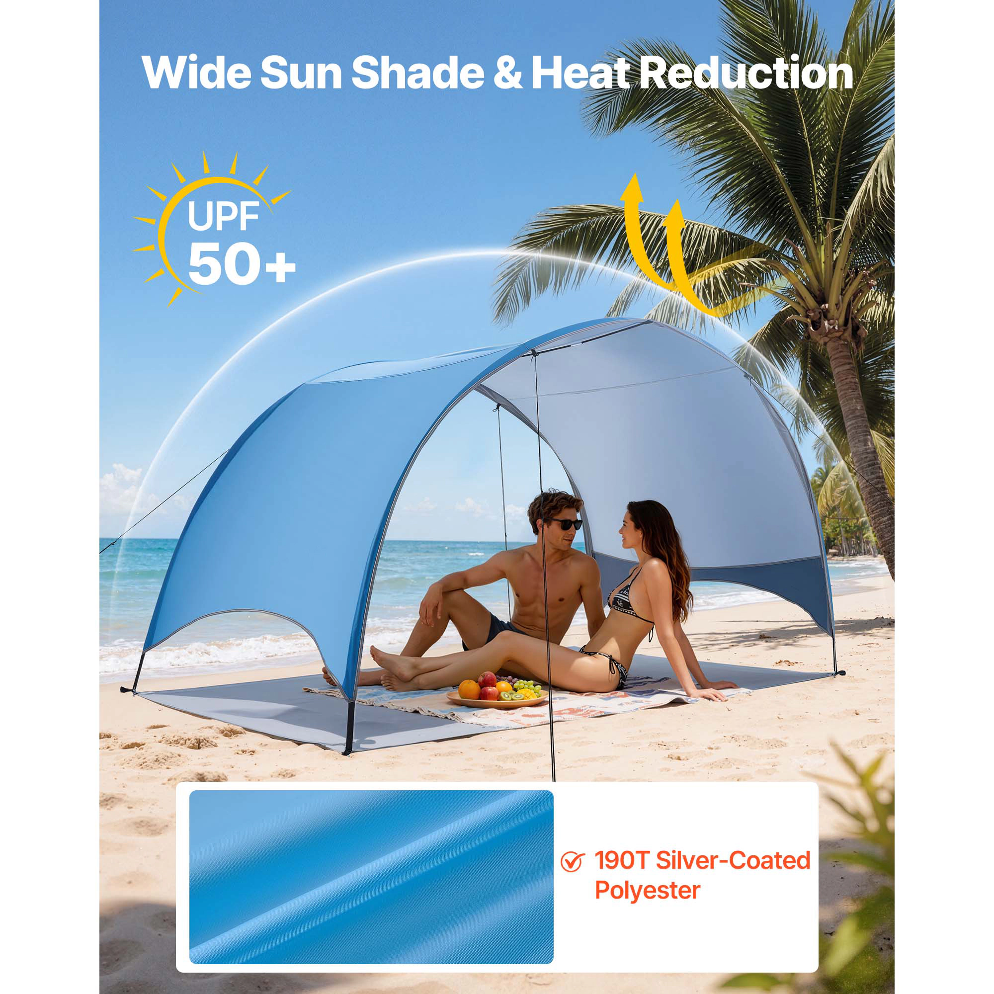 HONGGE Beach Tent Sun Shelter for UPF 50+ Protection Portable Sun Shade Canopy with Carrying Bag & Ground Stakes