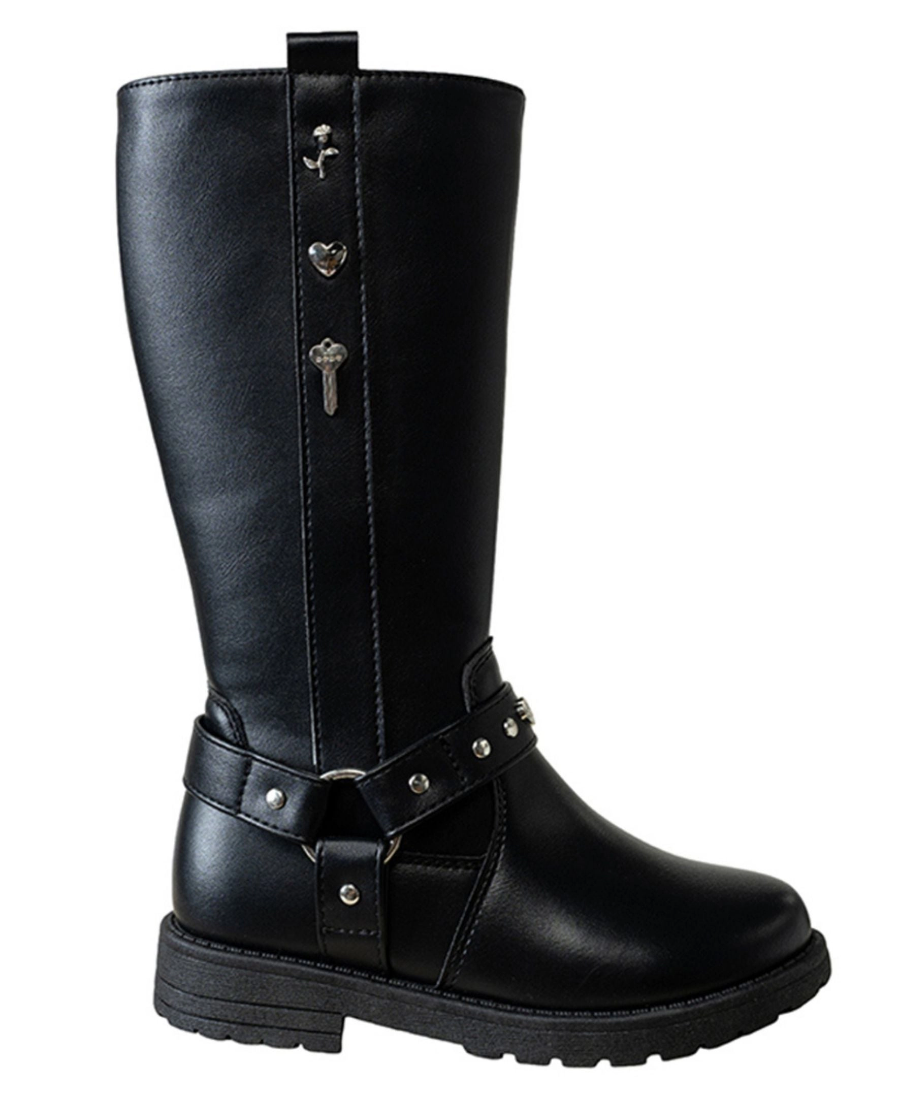 Bebe Girl's Tall Rider Boot with Charms and Studs