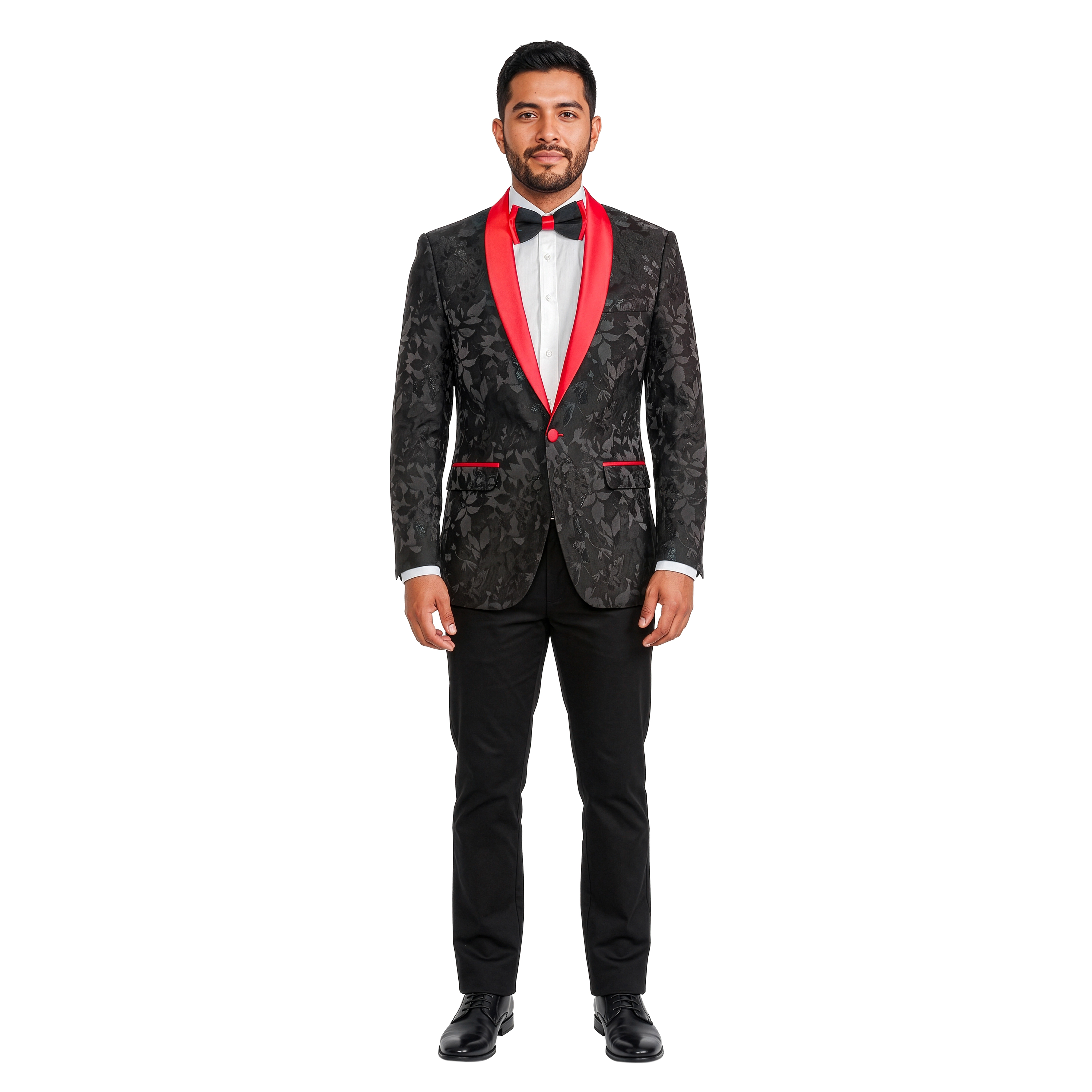 Tazzio Mens Floral Slim Fit Tuxedo Jacket, Includes Bowtie