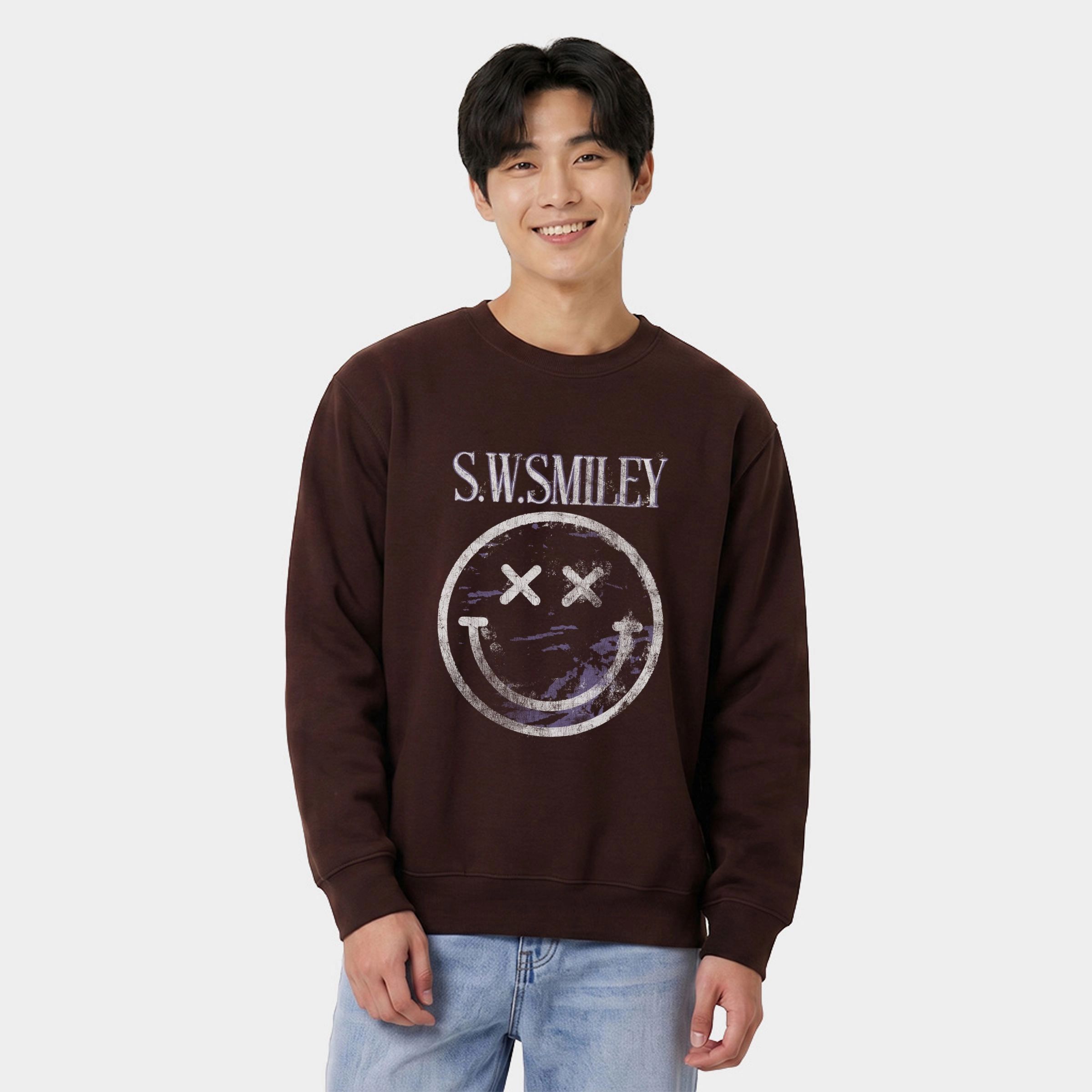 Simply Sage Market - Men's Graphic Sweatshirt S.W.Smiley Distressed X Eyes