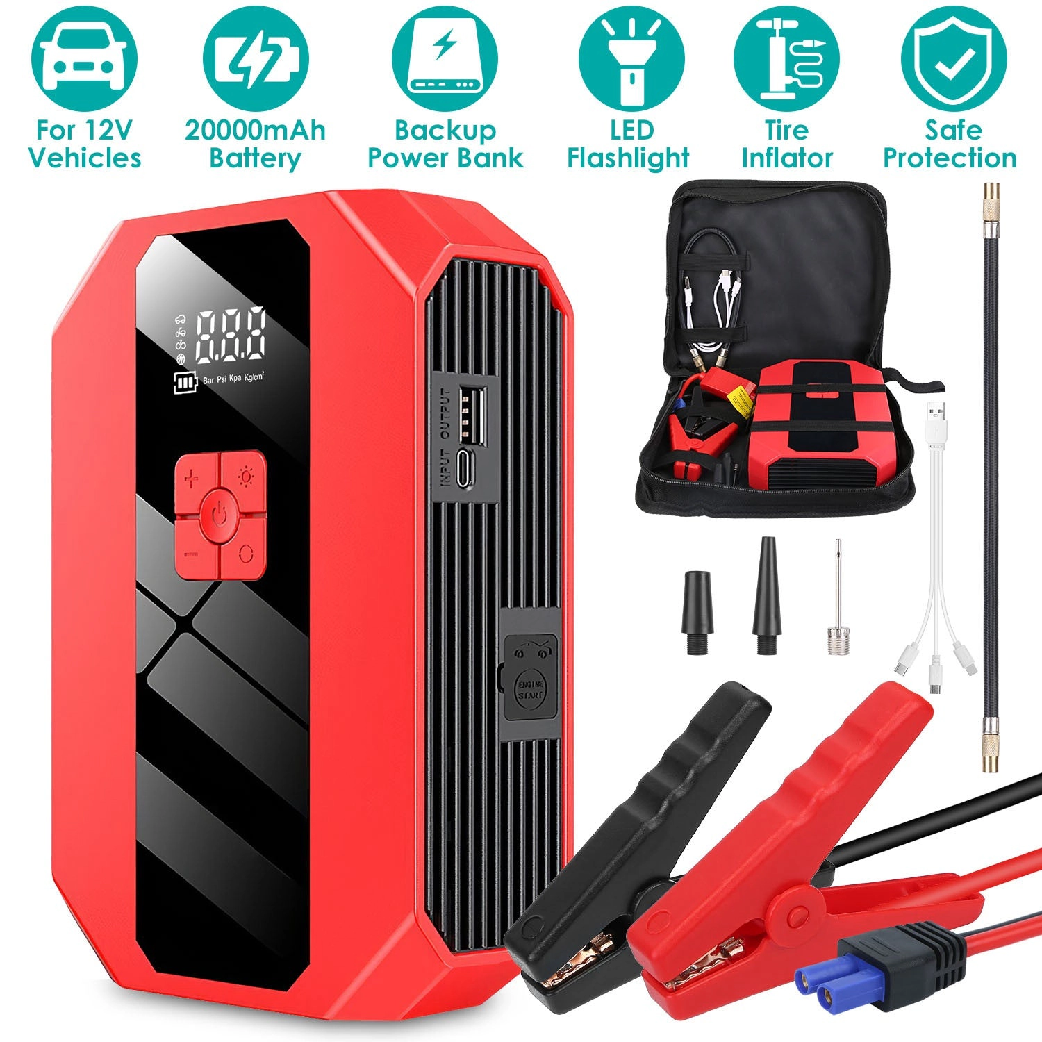 GBruno 1500A Jump Starter With Air Compressor