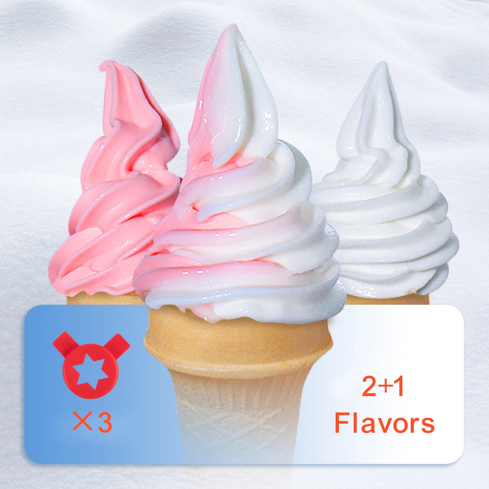 HONGGE Commercial Ice Cream Maker 22-30L /H Yield Countertop Soft Serve Machine with 2x6L Hopper 2L Cylinder LCD Panel