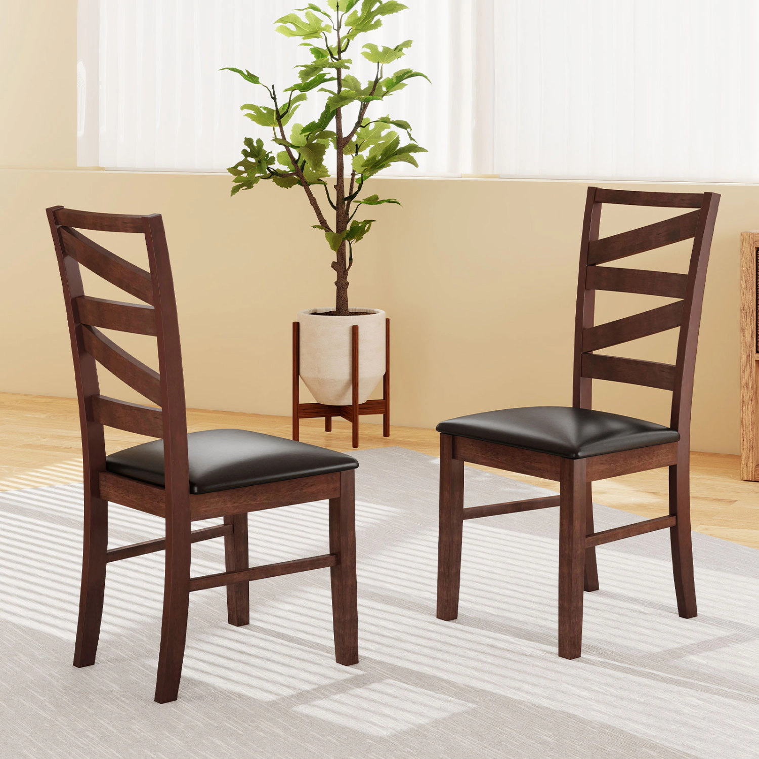 LJG Dining Chairs Set of 2 Kitchen Side Chairs with Rubber Wood Legs