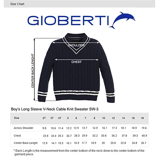 Gioberti Boy's 100% Cotton V-Neck Cable Knit Sweater