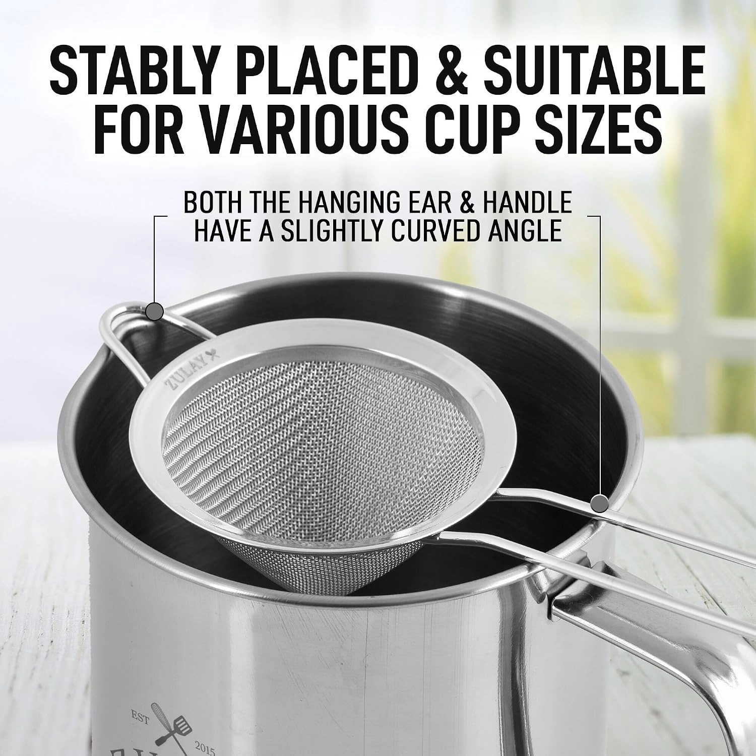 Zulay Kitchen Stainless Steel Fine Mesh Strainer for Kitchen