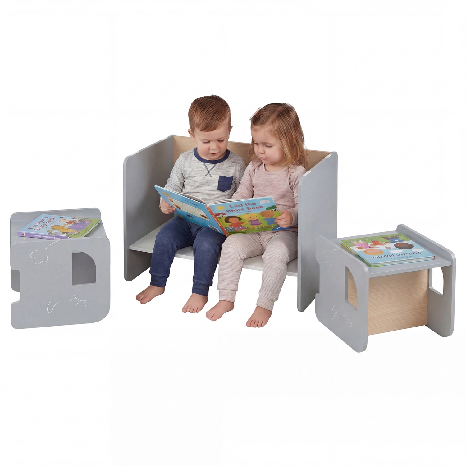 Hivvago 3 Pieces Kids Table And Chair Set With Space-Saving Toddler 2 Chairs