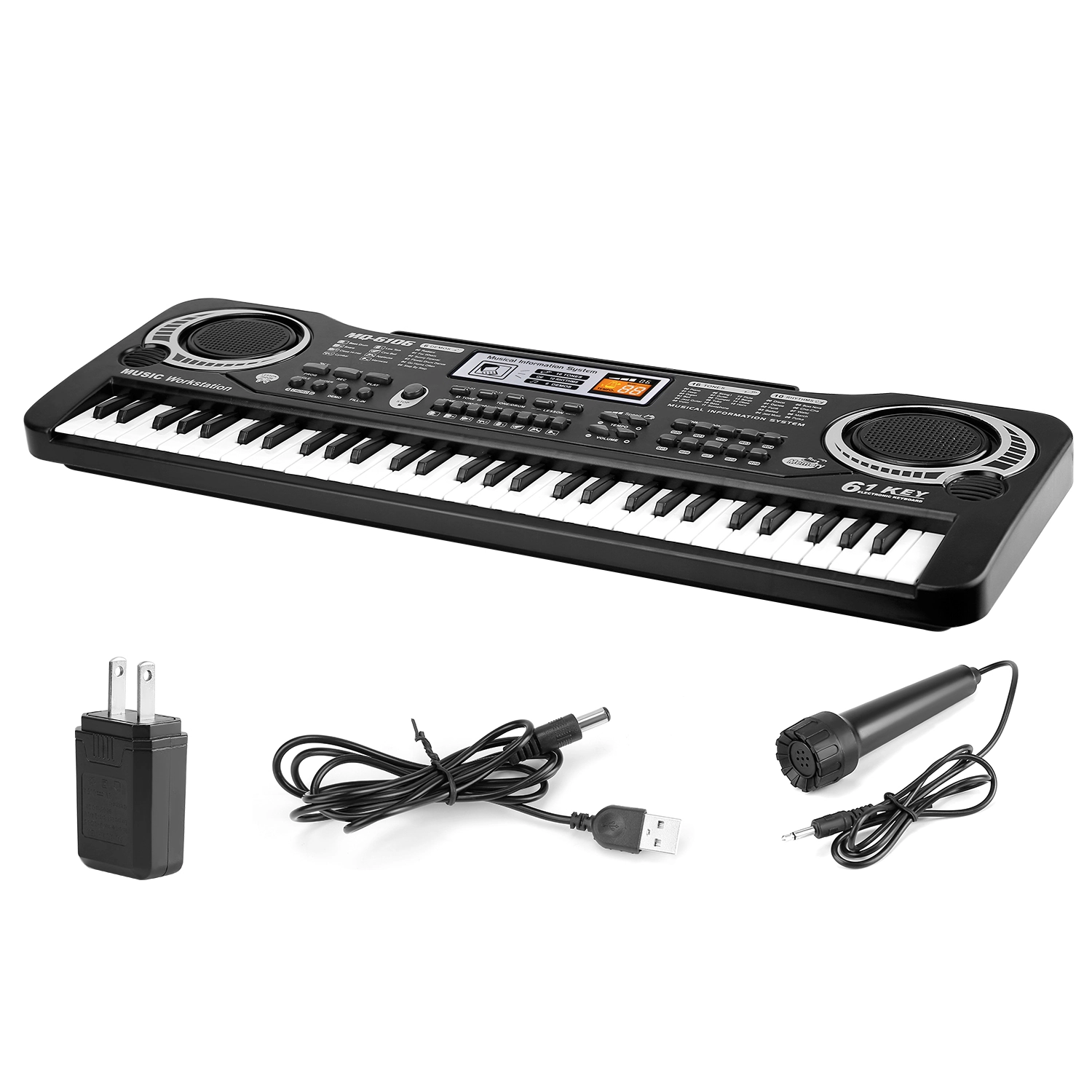 GBruno 61-Key Electronic Keyboard With Microphone
