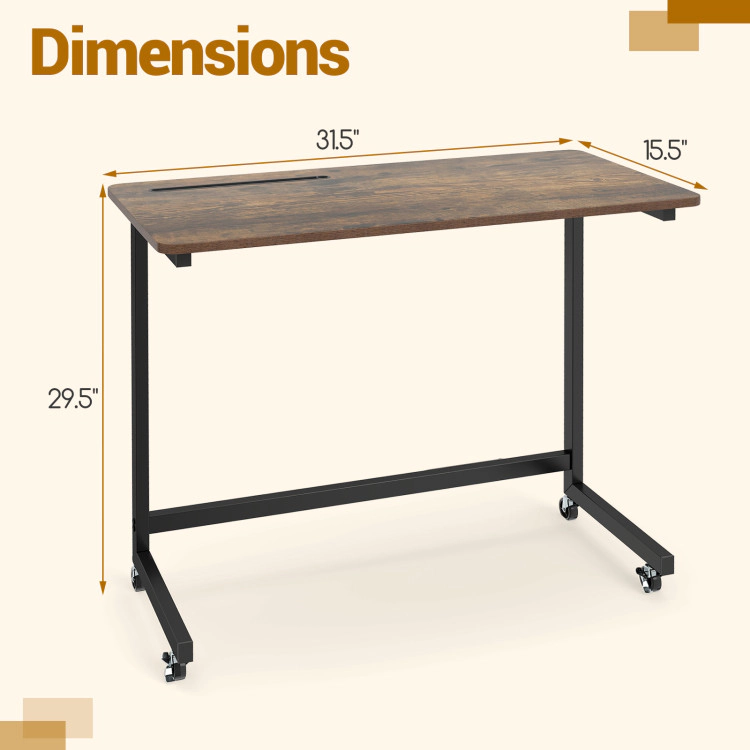 Hivvago Mobile Side Table Rolling Laptop Desk Cart With Tablet Slot