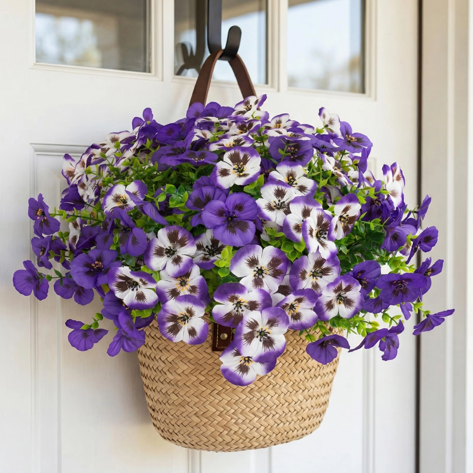 PUPWE Artificial Pansy Flowers Outdoor UV Resistant