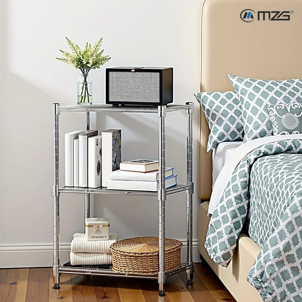 Flynama 3 Tier Utility Wire Shelving 450 lbs Steel Organizer Rack for Home Kitchen and Office in Chrome