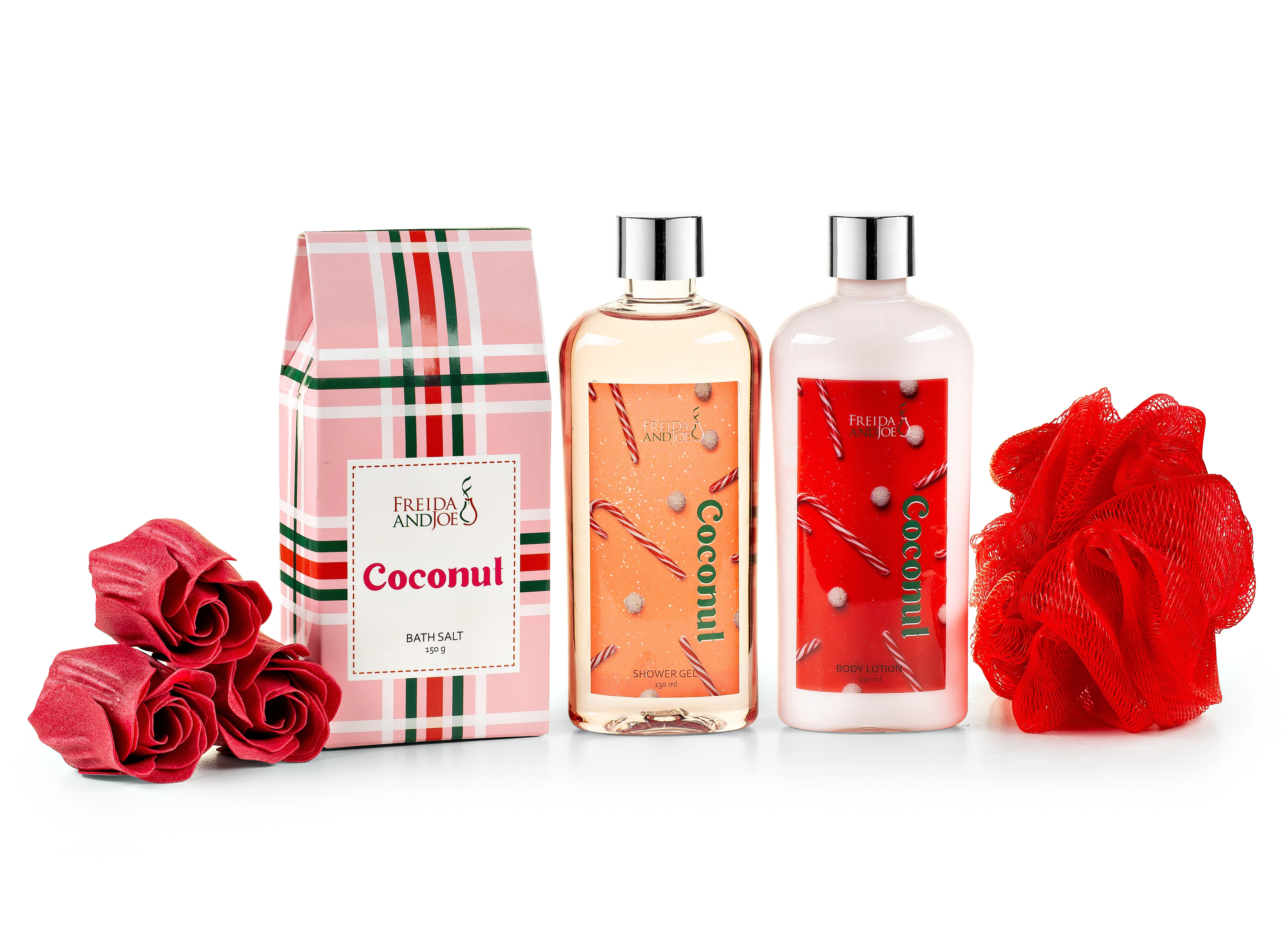 Freida and Joe Women Coconut Spa Gift Basket Bath and Body Set in a Wicker Basket