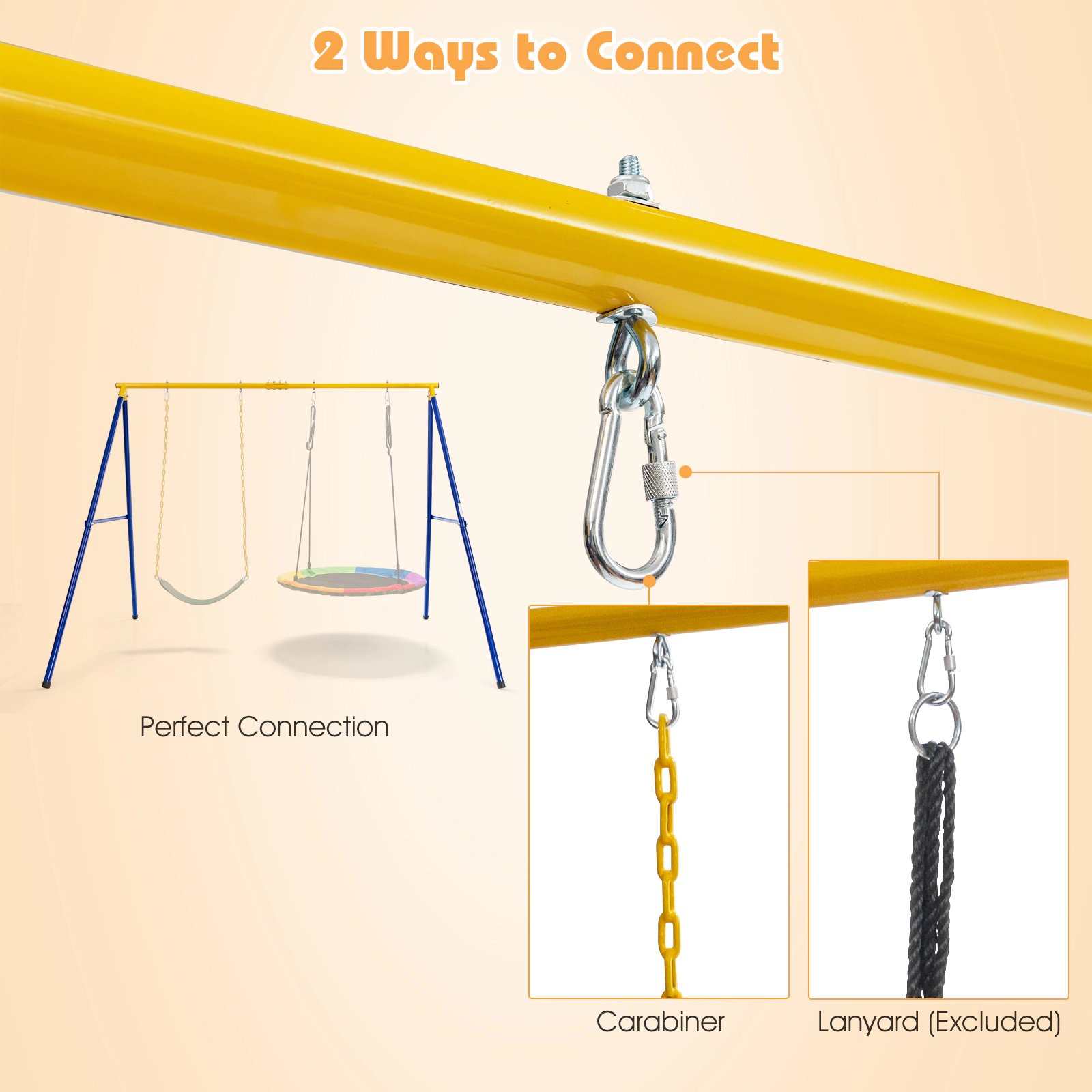 SUGIFT Extra-Large A-Shaped Steel Swing Stand 660-lb Capacity Without Seat Blue Yellow