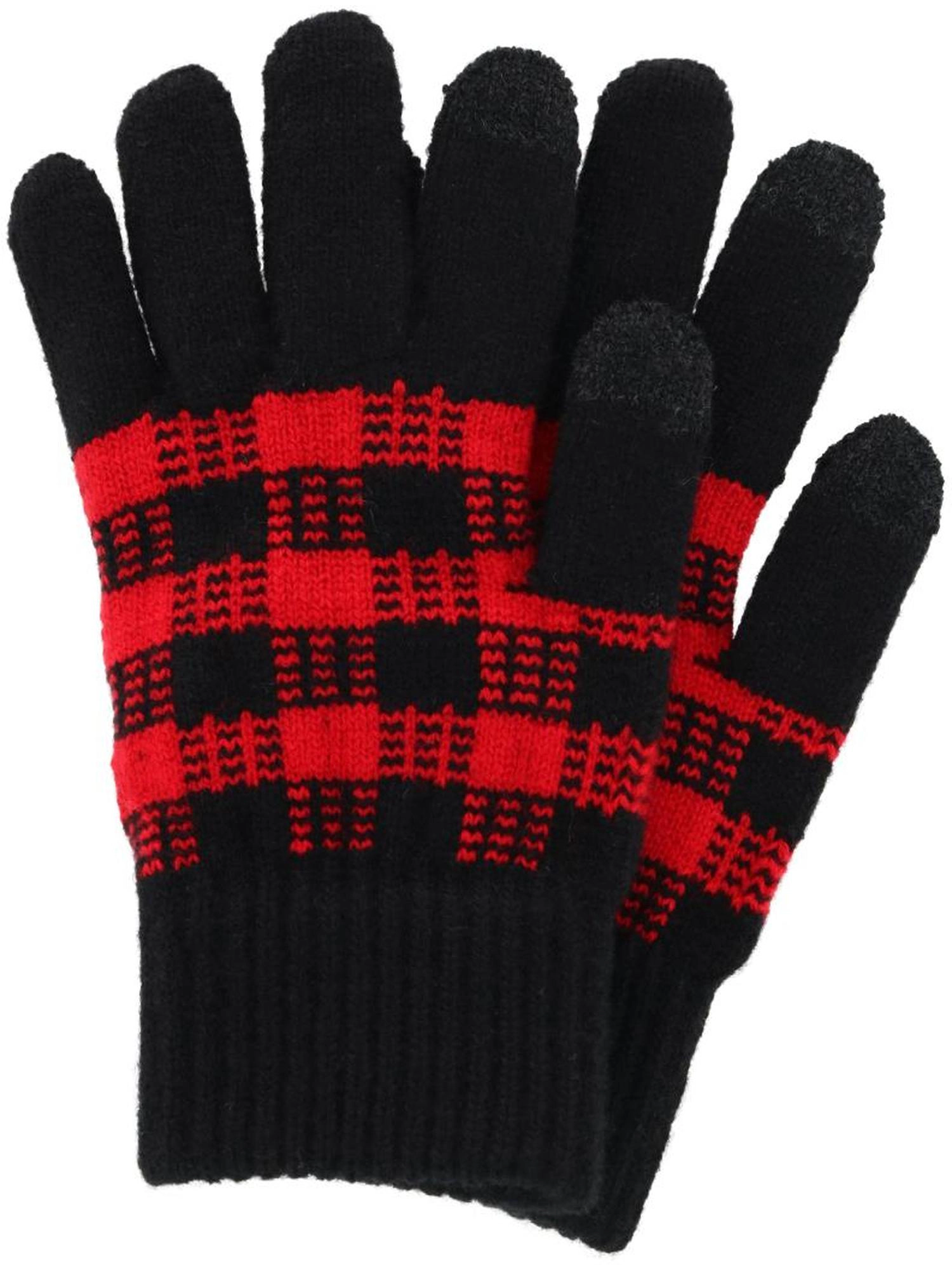 Grand Sierra Women's Touchscreen Buffalo Plaid Knit Winter Glove