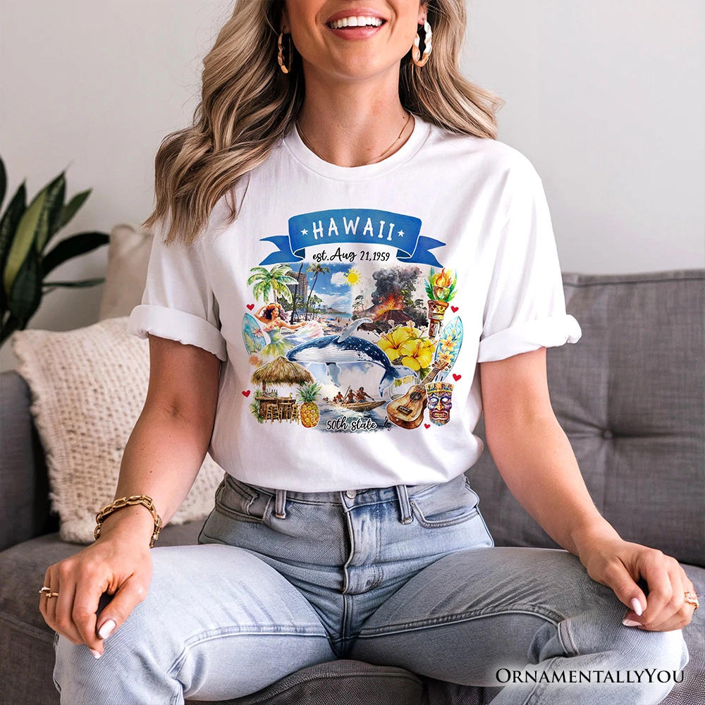 OrnamentallyYou Unisex Artistic Hawaii State Themes And Landmarks T-Shirt