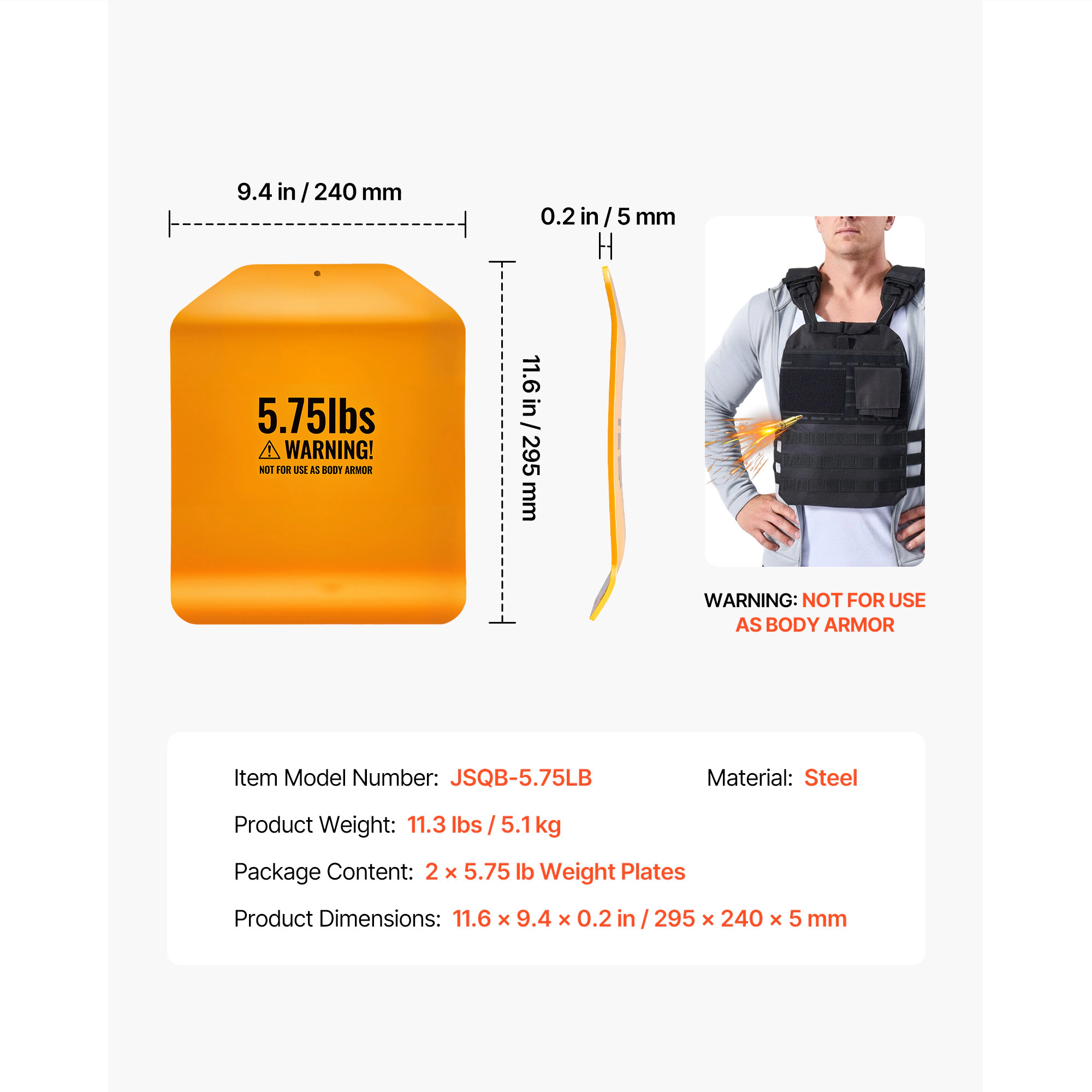 HONGGE Curved Weight Vest Plates Pairs Premium Steel Tactical Weighted Plates for Vest Ergonomic Design for Strength