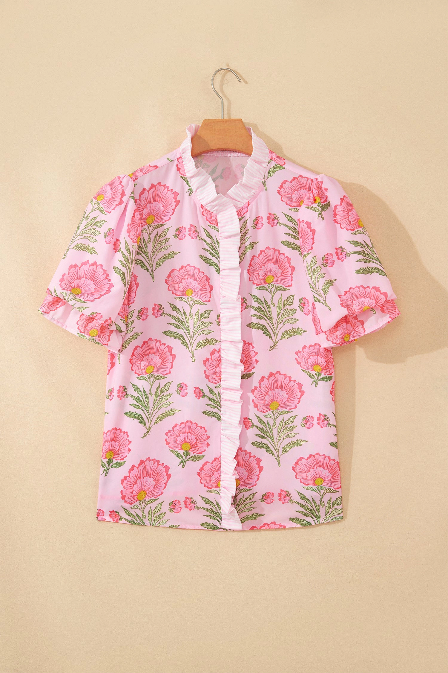 Threaded Pear Melanie Trim Puff Sleeve Shirt