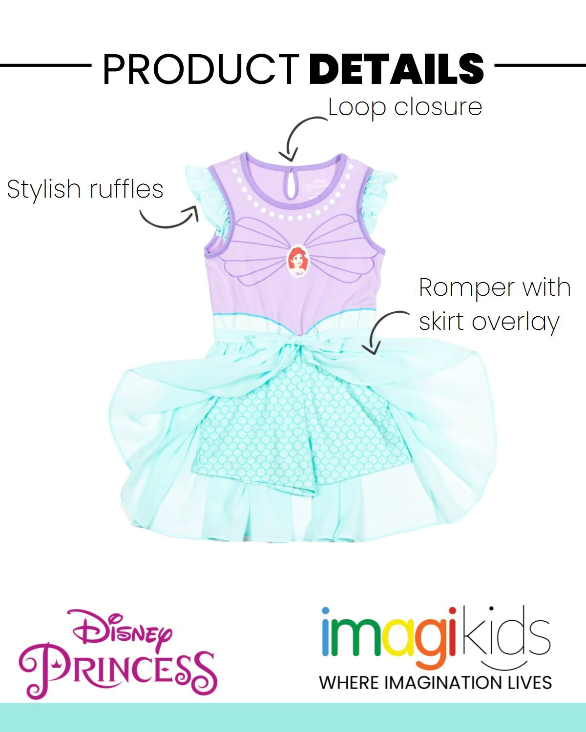 Disney Princess Girls' Cosplay Skirt Overlay Romper