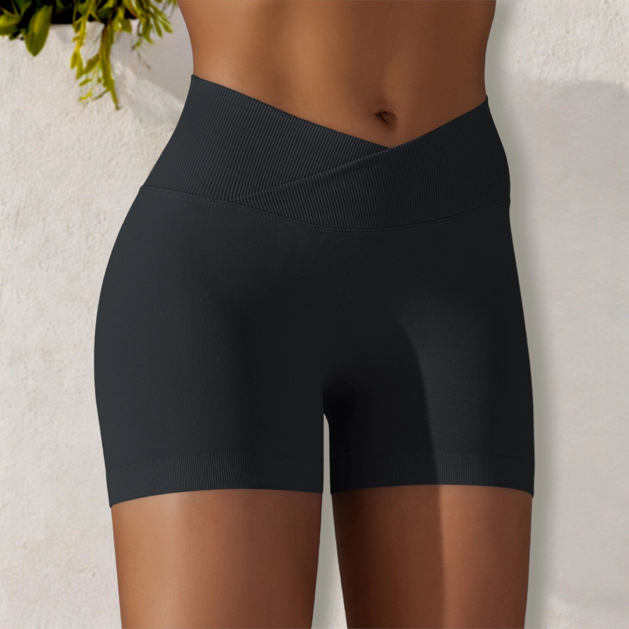 Anna-Kaci Women's High Waist Seamless Ribbed Biker Shorts