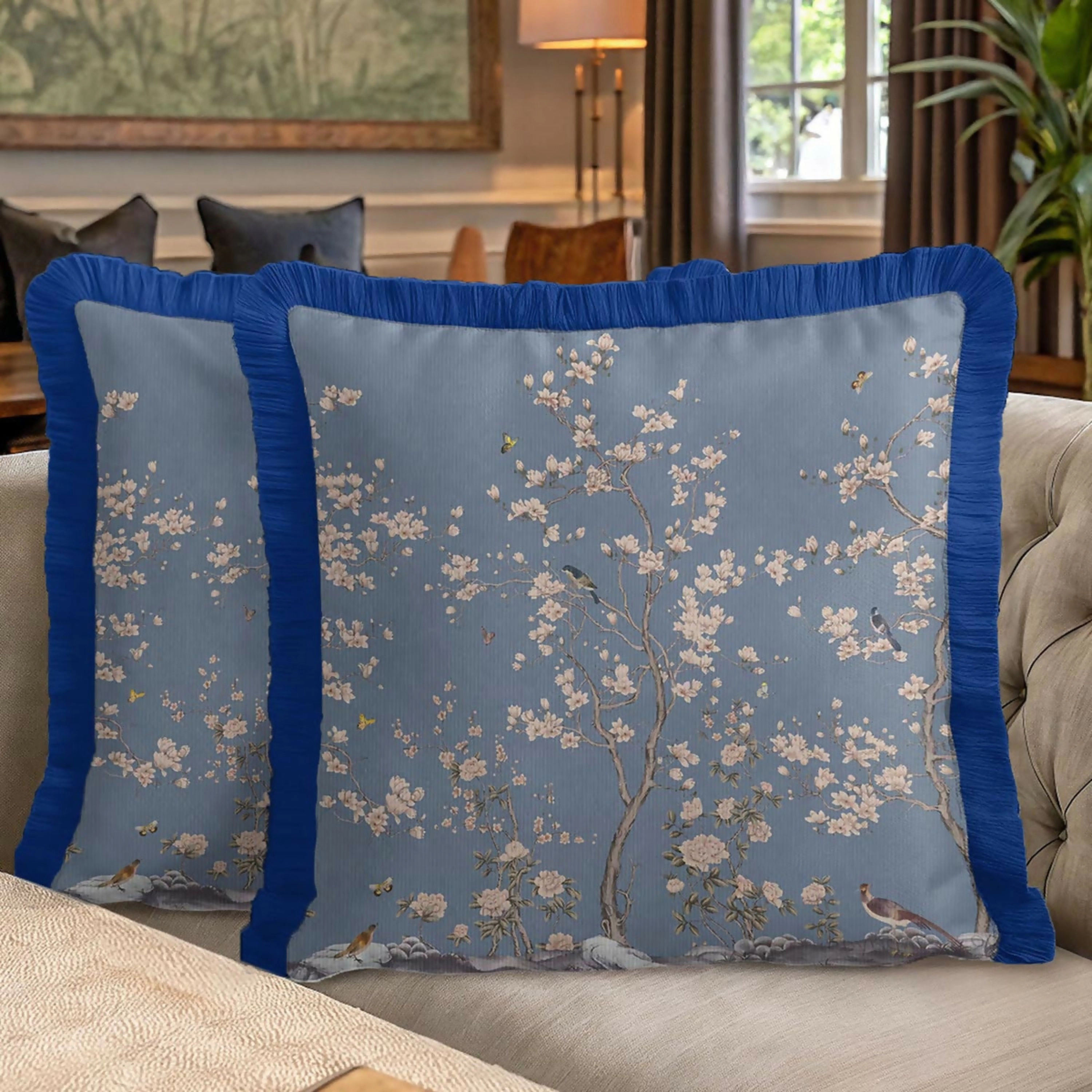 Wear Sierra Floral Garden Fringed Set of 2 Throw Pillow Cover
