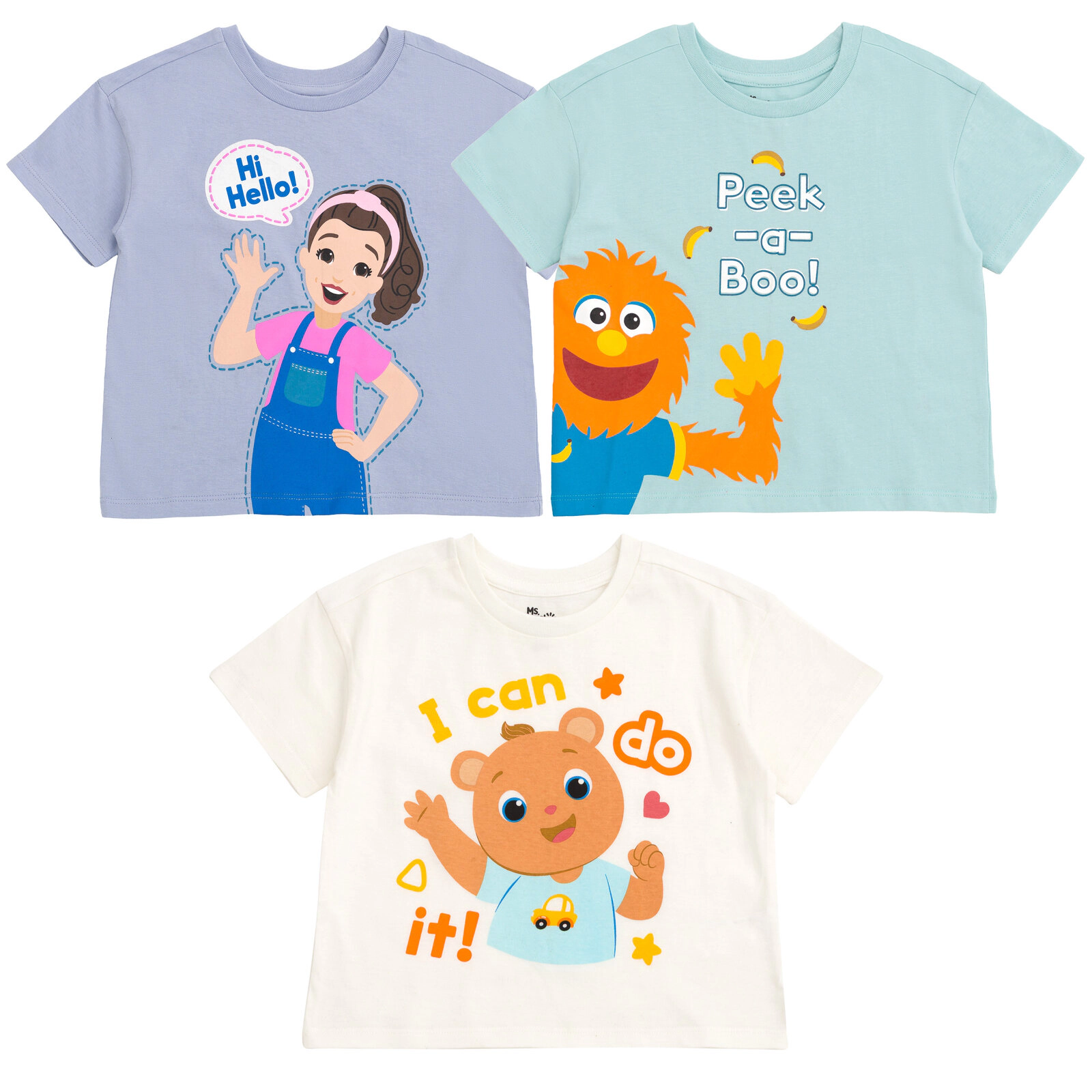 Ms. Rachel Girls' 3-Pack Short Sleeve T-Shirts