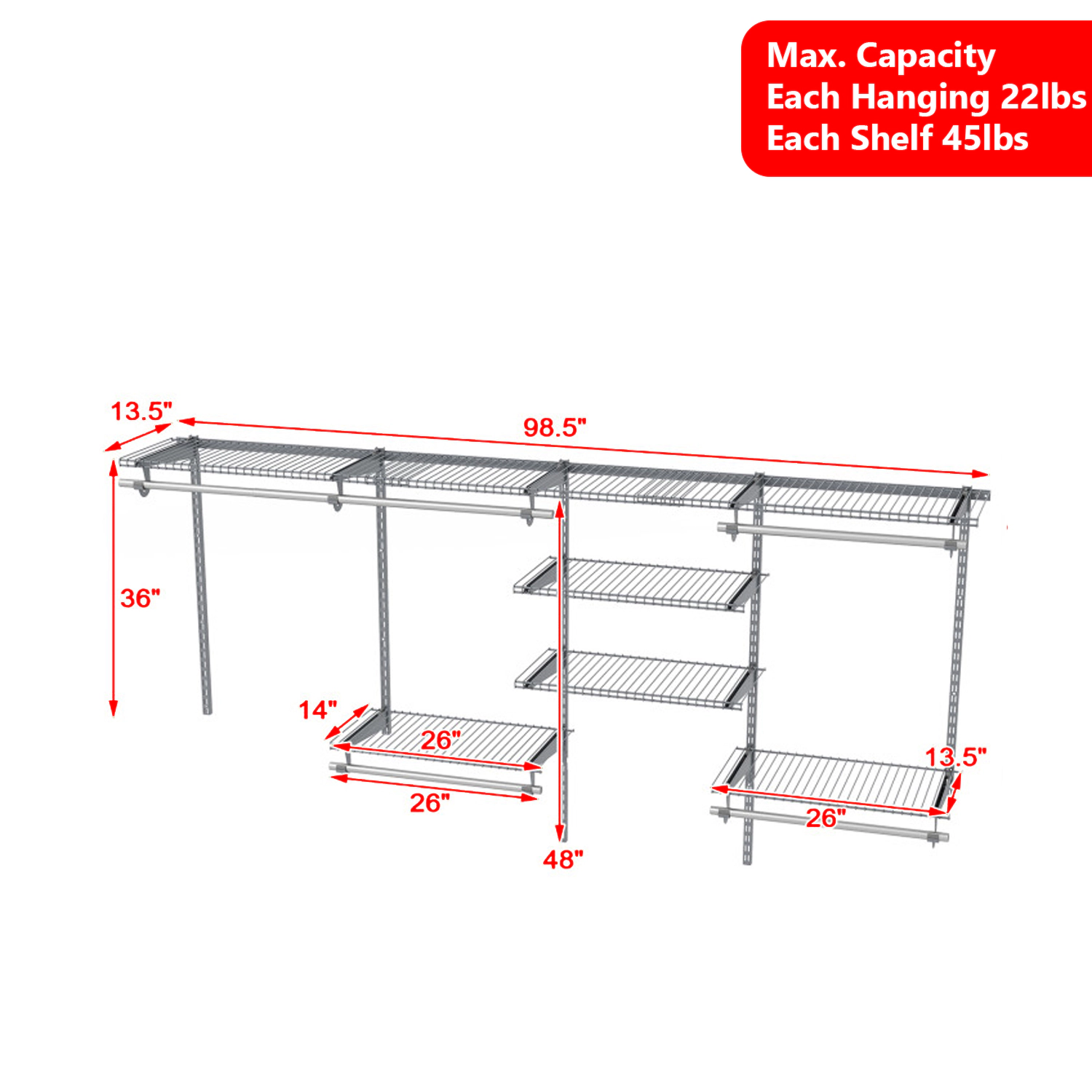 Hivvago Extendable Clothing Organizer with Hanging Bar