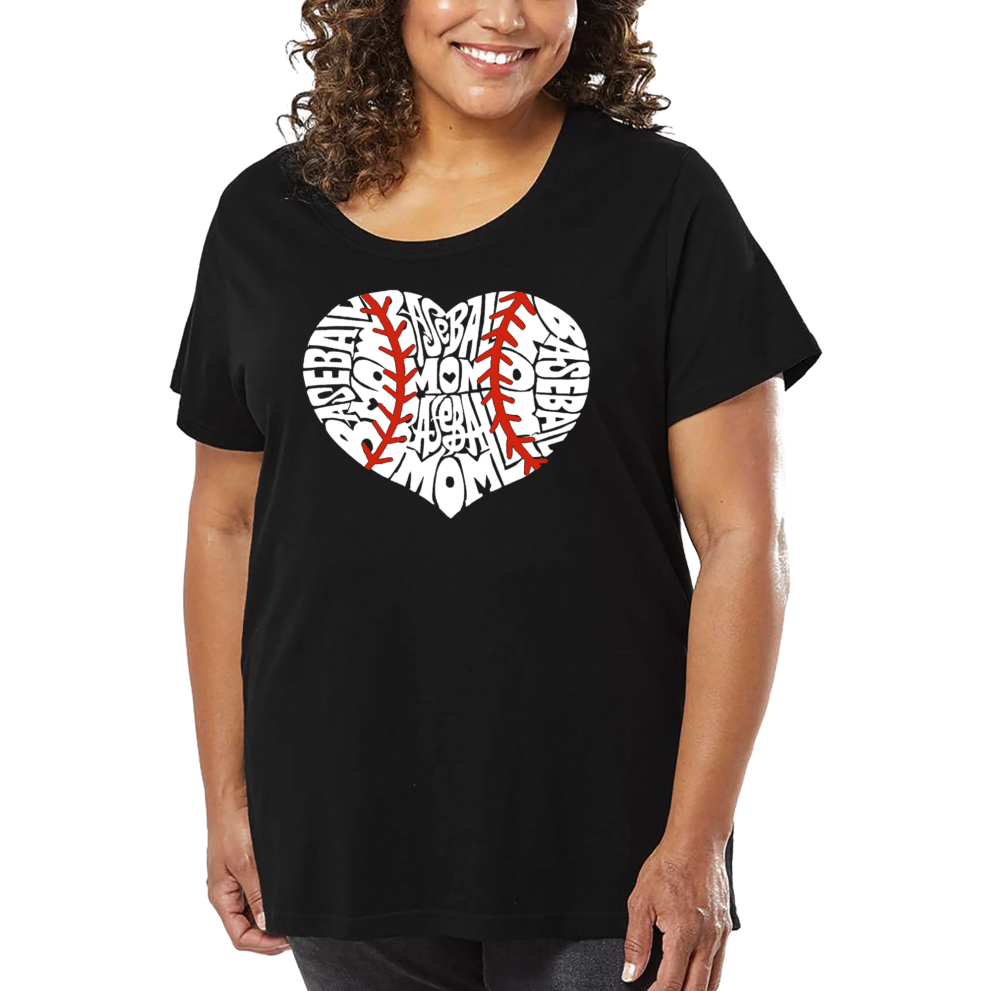 LA Pop Art Women's Plus Word T-Shirt - Baseball Mom