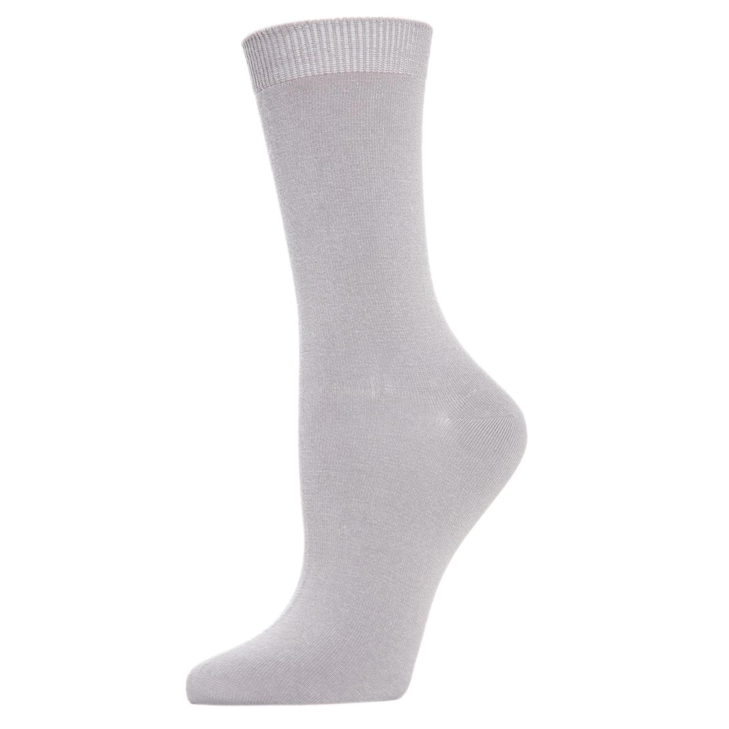 MeMoi Women's Flat-Knit Bamboo Blend Crew Socks