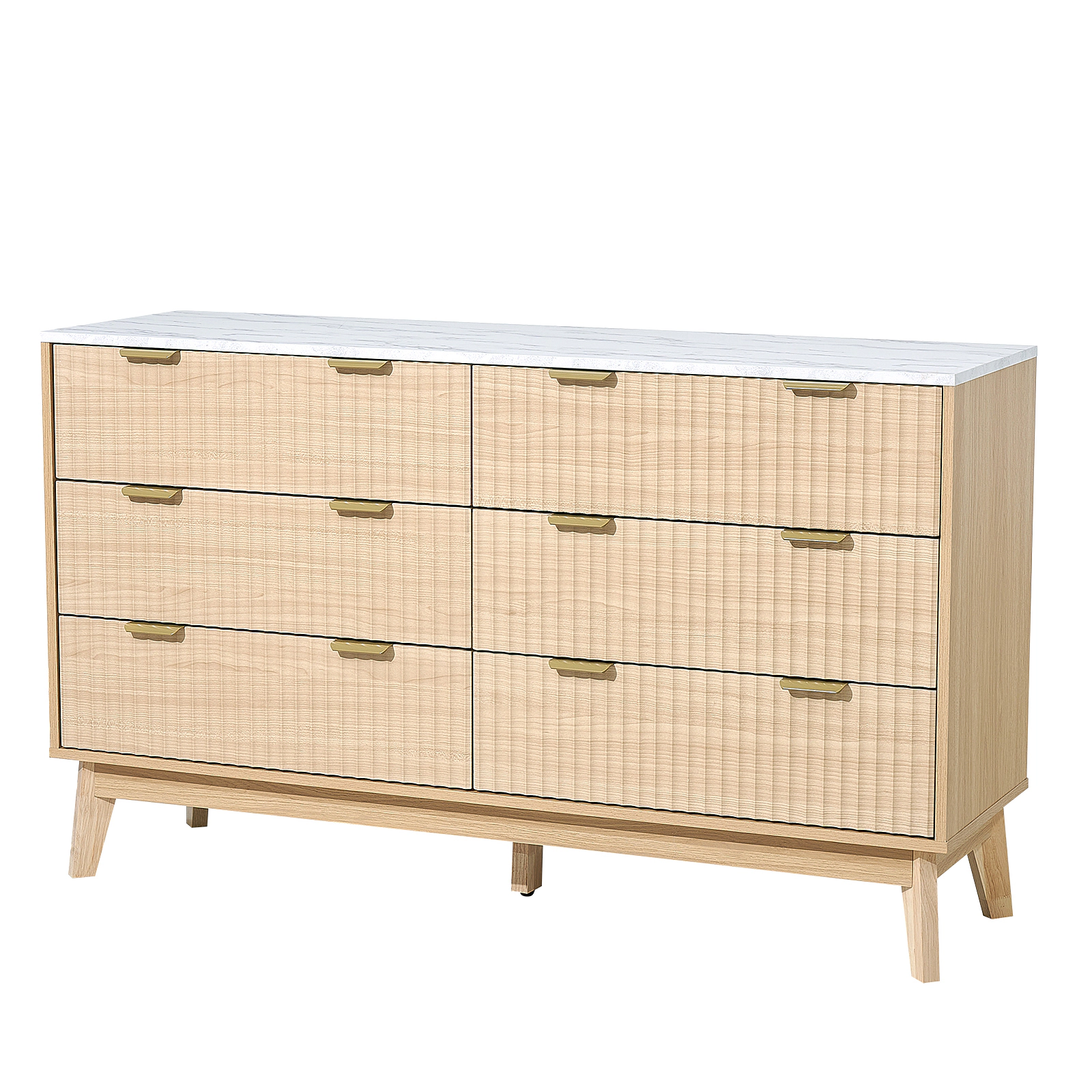 HONGGE Fluted Wooden Chest of Drawers with Sliding & Anti-tip Device