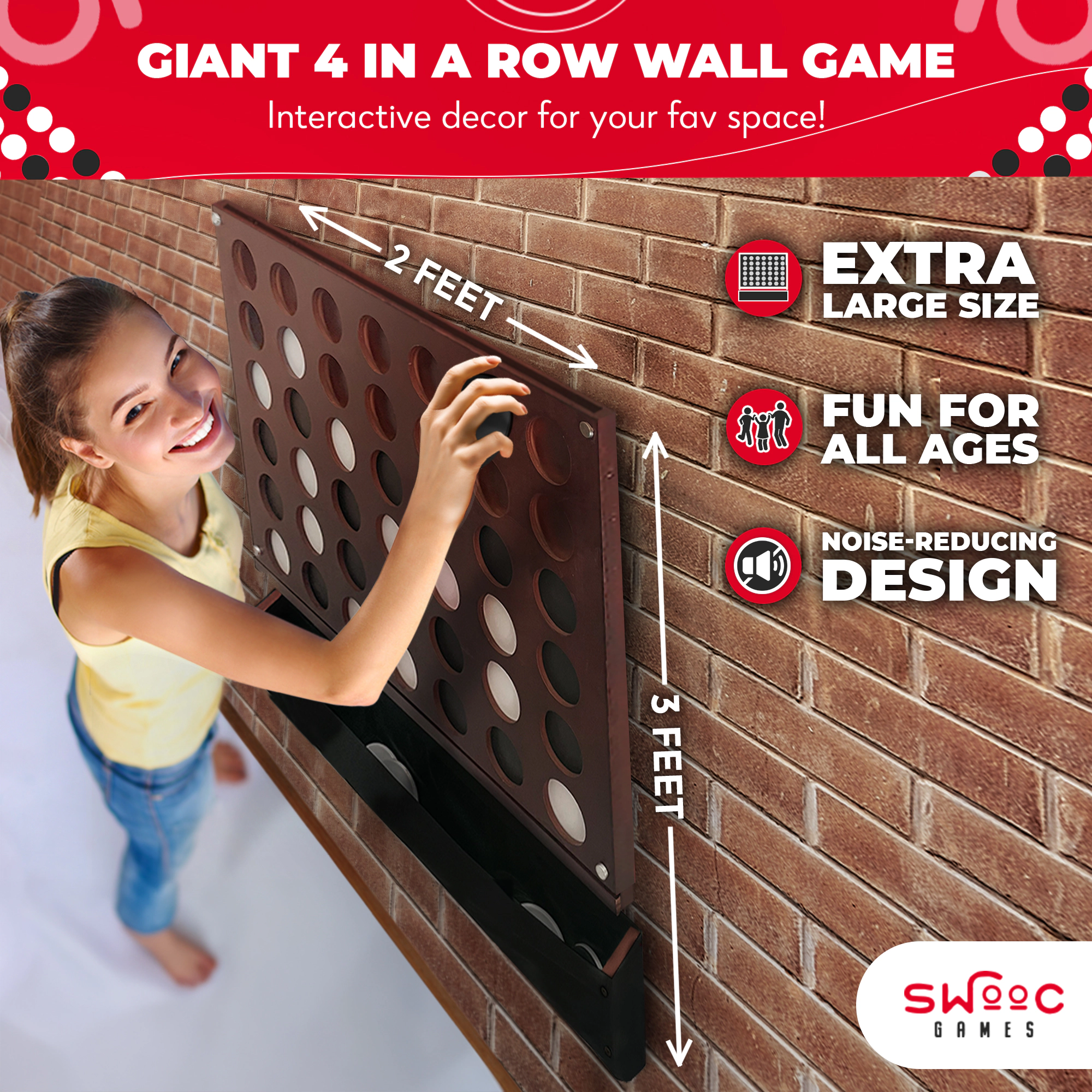 Swooc Games | Wall Mounted Giant 4 In A Row Game