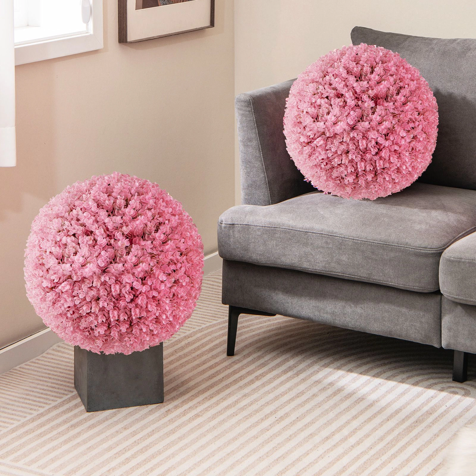 SlickBlue Artificial Eucalyptus Topiary Decor Ball 17.5 Inch