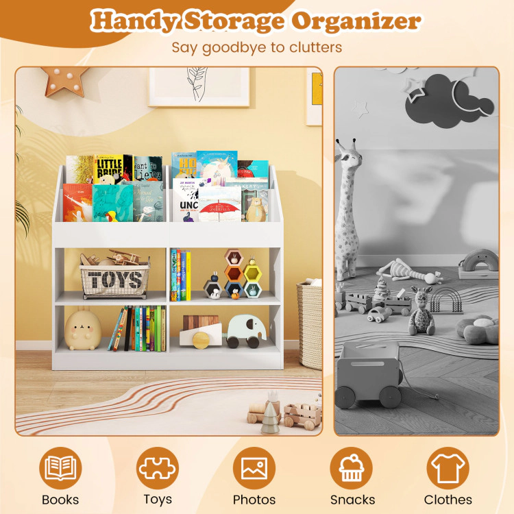 Hivvago 3-Tier Kid's Bookshelf Toy Storage Organizer with Display Rack and 4 Compartments