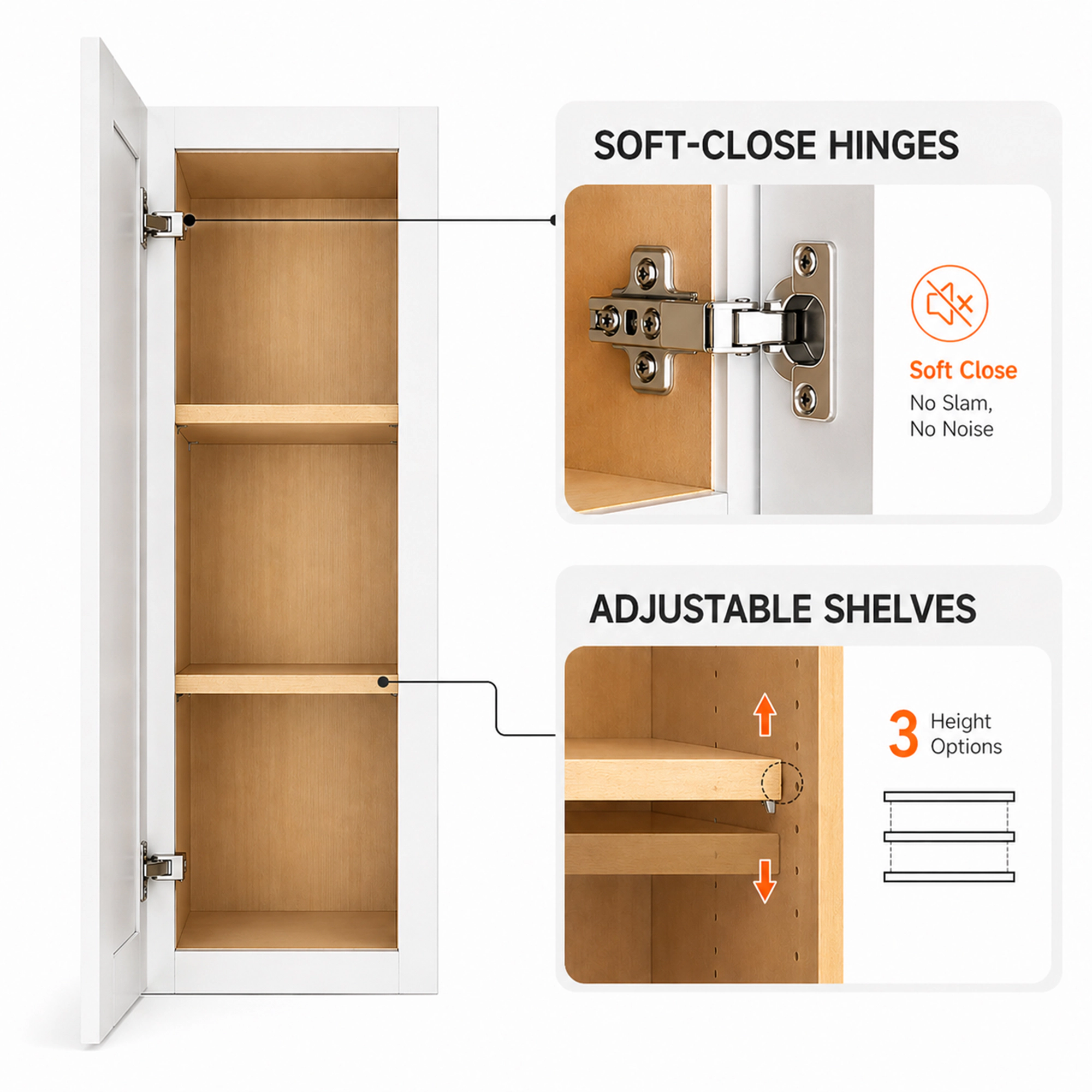Tinyhomie 18 in W x 12 in D x 30 in H Painted Plywood Wall Cabinet with HDF Door and Solid Back