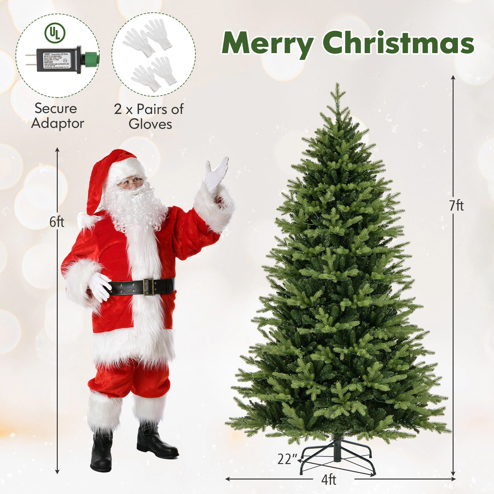 Costway 6 FT Pre-Lit Hinged Christmas Tree with 350 LED Lights 11 Lighting Modes