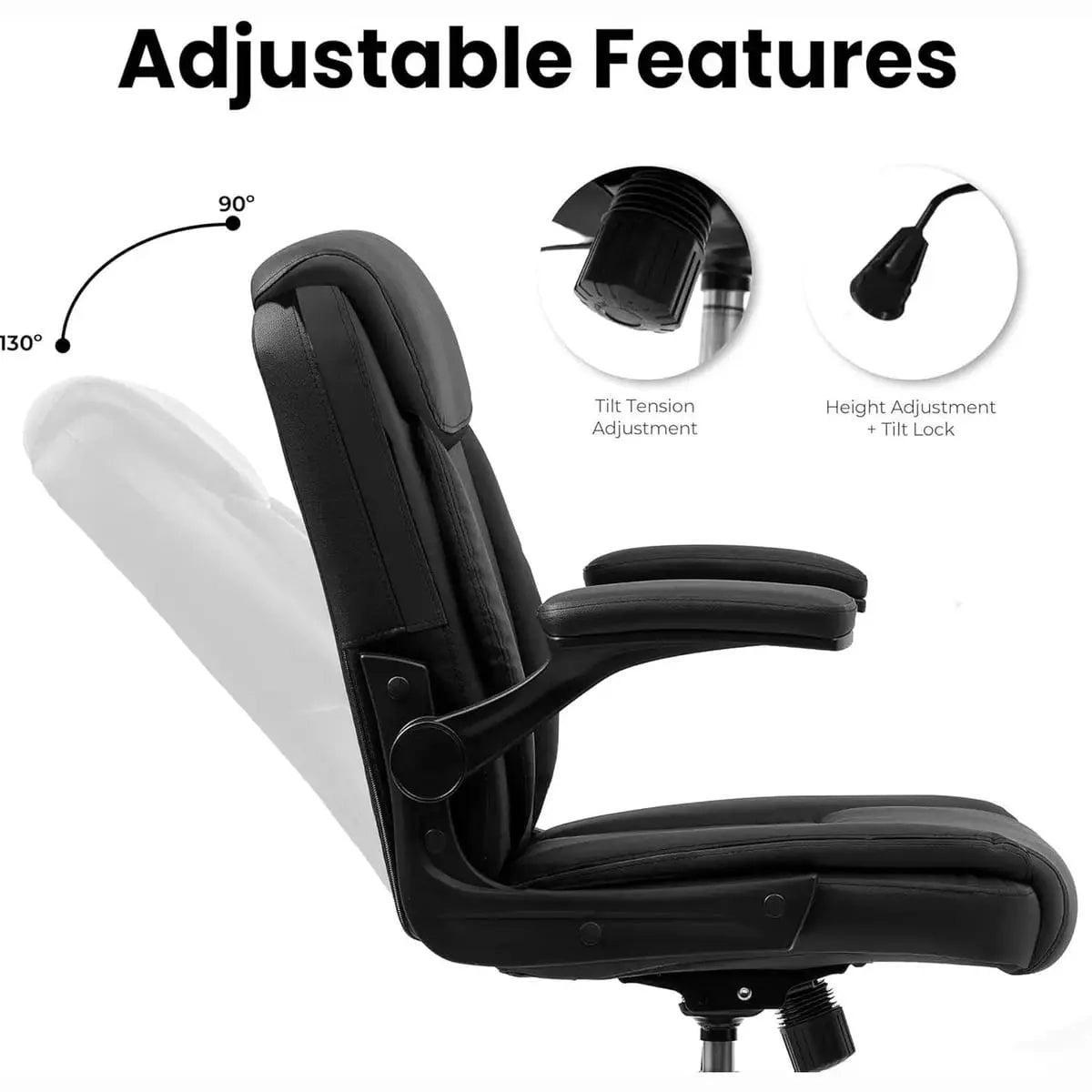 Platinum-Level Office Chairs Big And Tall Leather Ergonomic Office Chair With Flip Up Arms 360 Degree Swivel Height