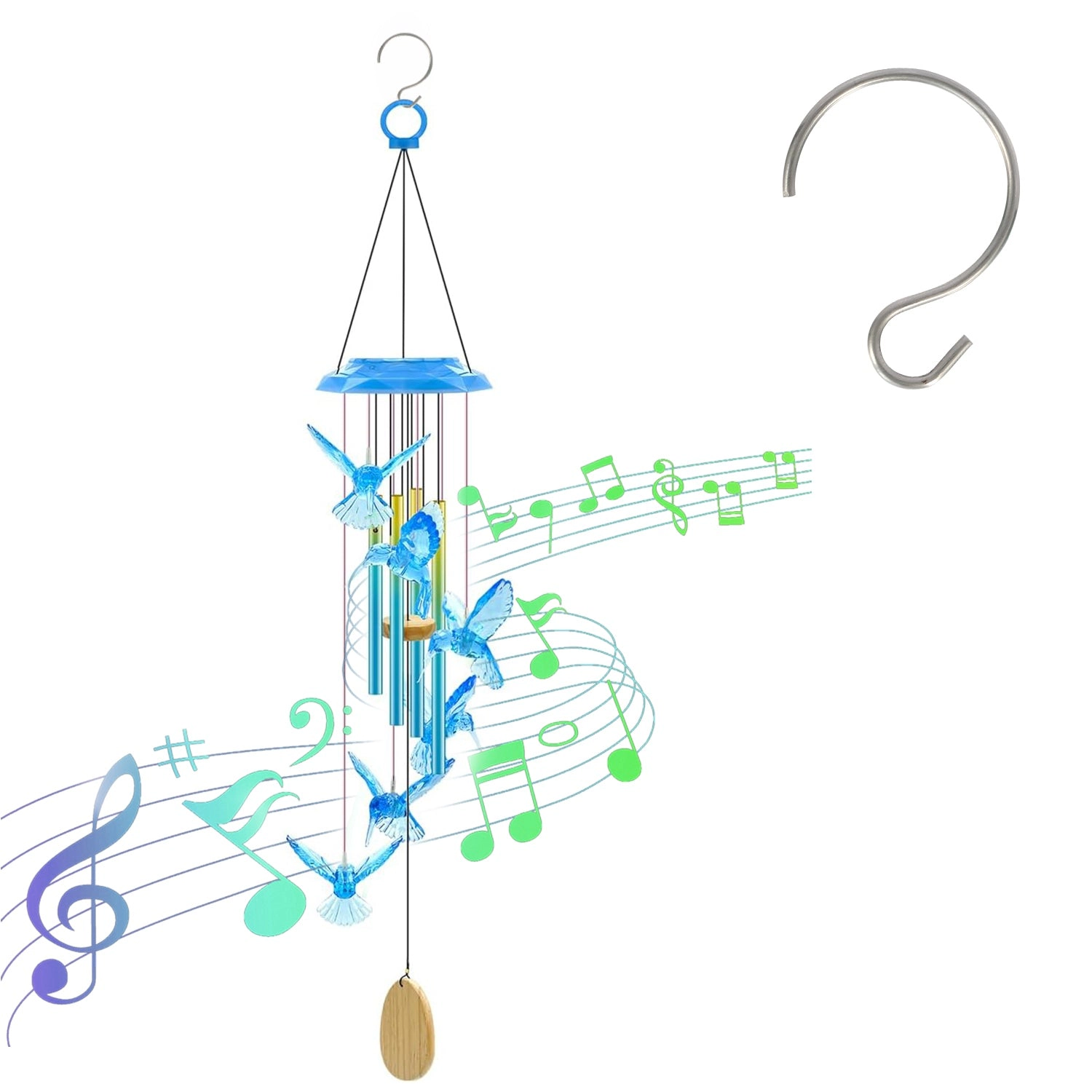 GBruno Solar Hummingbird Wind Chime With LED Lights
