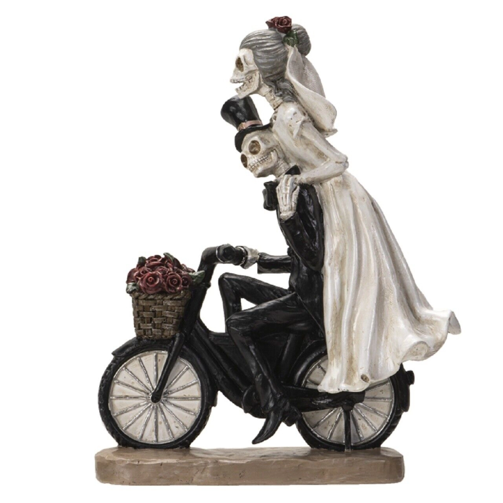 Pacific Giftware Love Never Dies Skeleton Wedding Couple on Bicycle Figurine 11 Inch