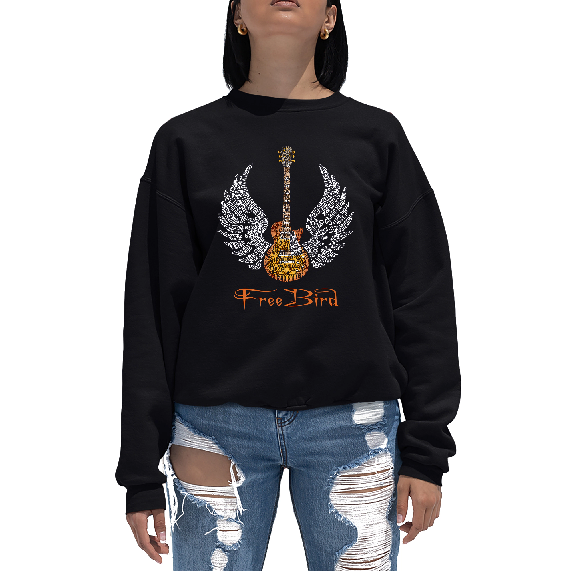 LA Pop Art Lyrics To Freebird - Women's Word Crewneck Sweatshirt