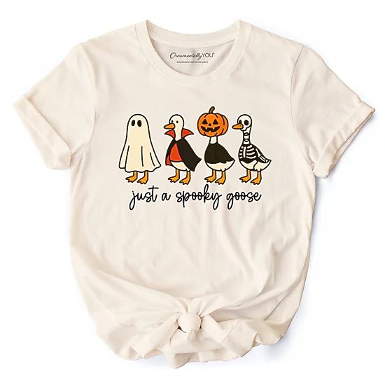 OrnamentallyYou Unisex Just A Spooky Goose Funny Halloween T-Shirt