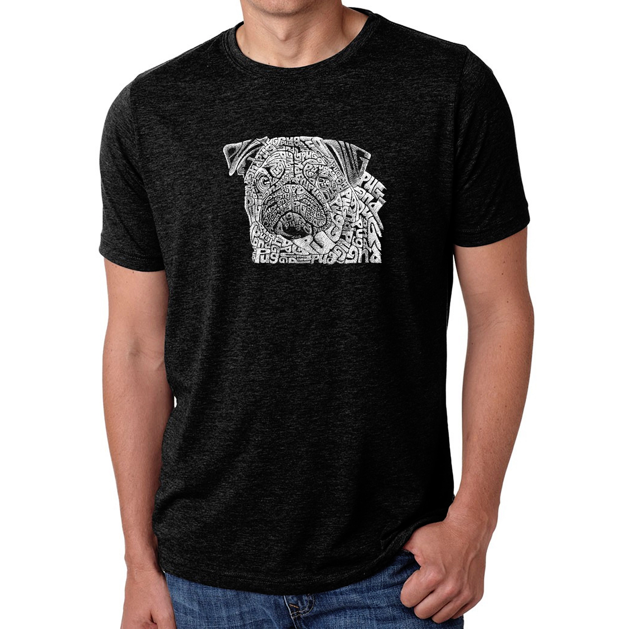 LOS ANGELES POP Art Men's Cotton-Poly Word T-Shirt - Pug Face