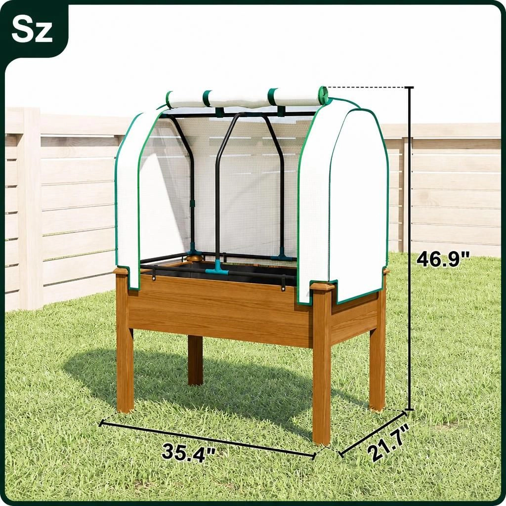 WOW PIONEER Large Elevated Planter Box for Backyard Patio Balcony Garden
