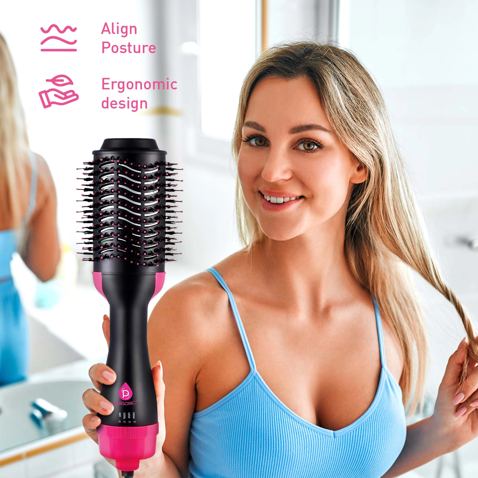 Pursonic Women's Style-on-the-Go Bundle – Cordless Hair Straightener & One Step Volumizer Brush for Sleek, Voluminous Hair Anytime, Anywhere